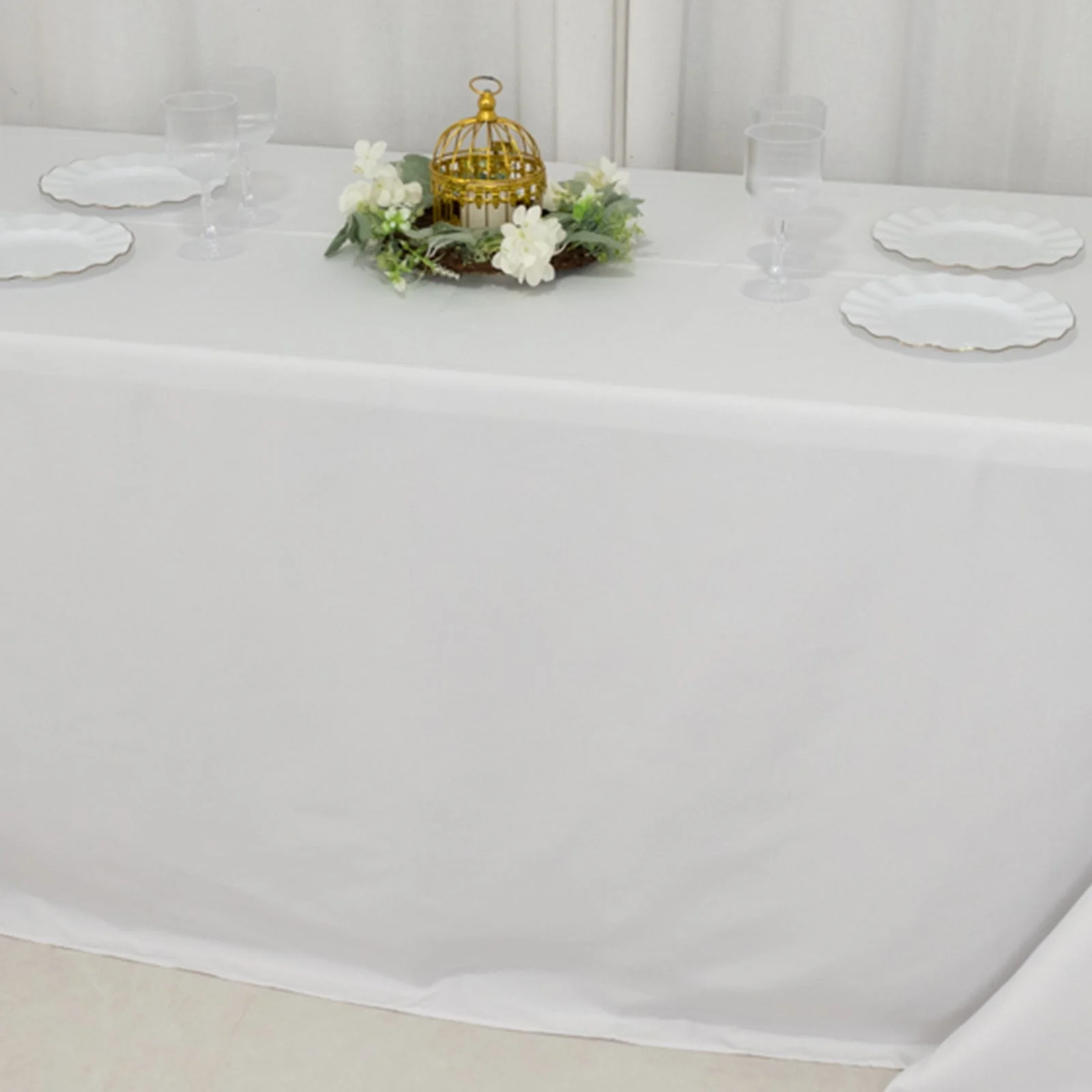 Fire Retardant Premium Polyester Rectangular Tablecloth 90"x132" White - Wrinkle-Resistant and Safety Certified Seamless Table Cover for Events & Gatherings - Image 11