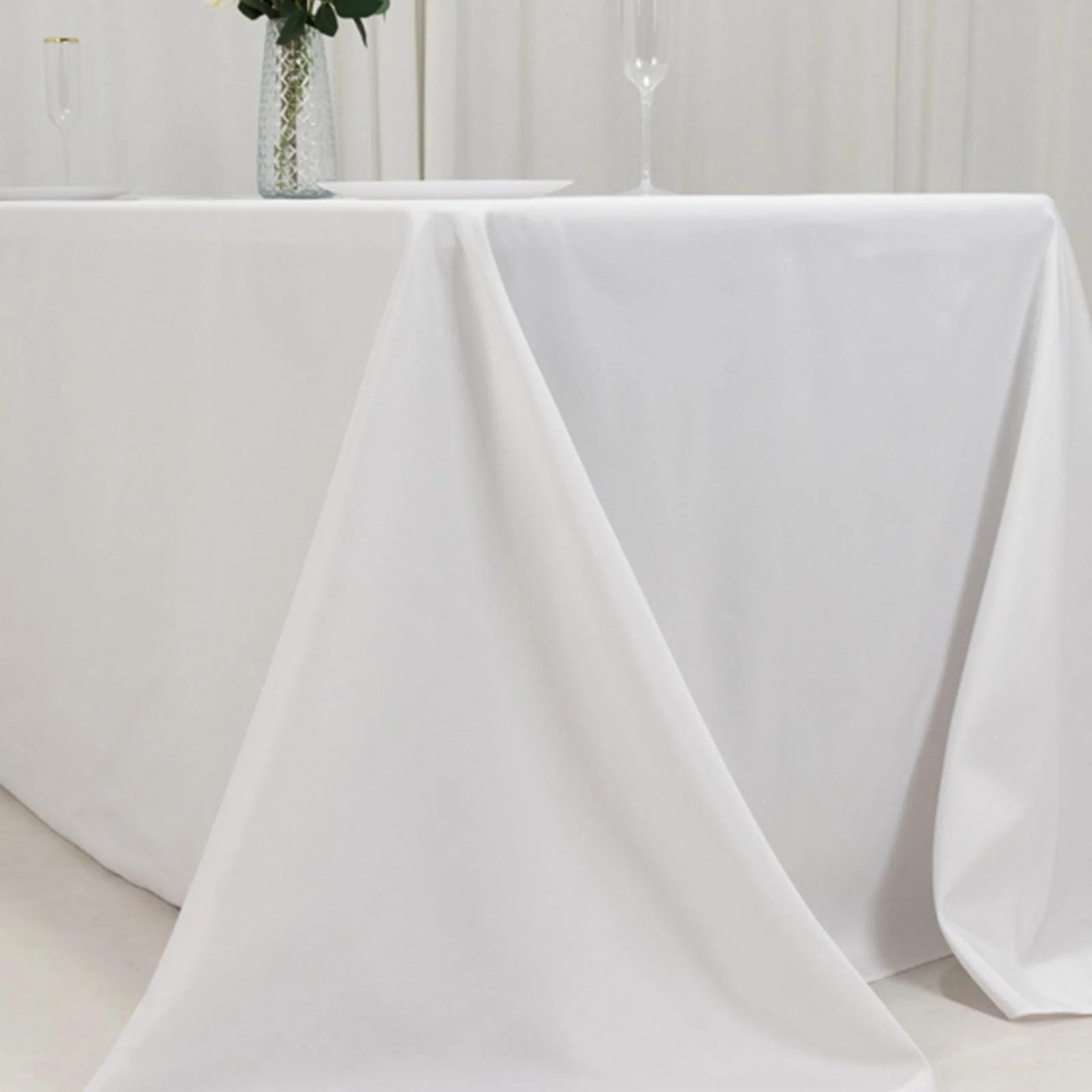 Fire Retardant Premium Polyester Rectangular Tablecloth 90"x132" White - Wrinkle-Resistant and Safety Certified Seamless Table Cover for Events & Gatherings - Image 13