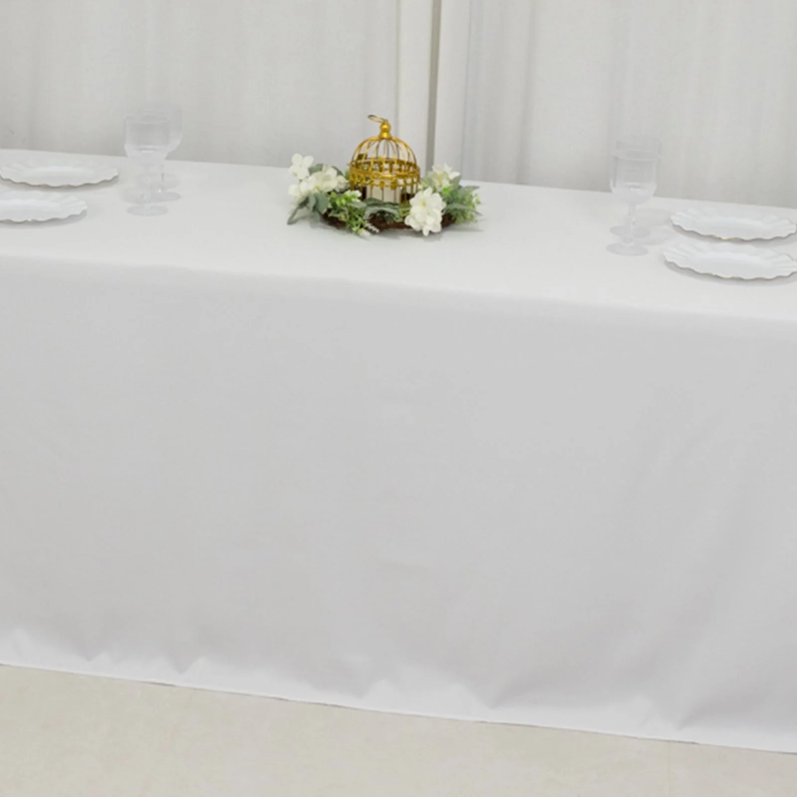 Fire Retardant Premium Polyester Rectangular Tablecloth 90"x156" White - Wrinkle-Resistant and Safety Certified Seamless Table Cover for Events & Gatherings - Image 10