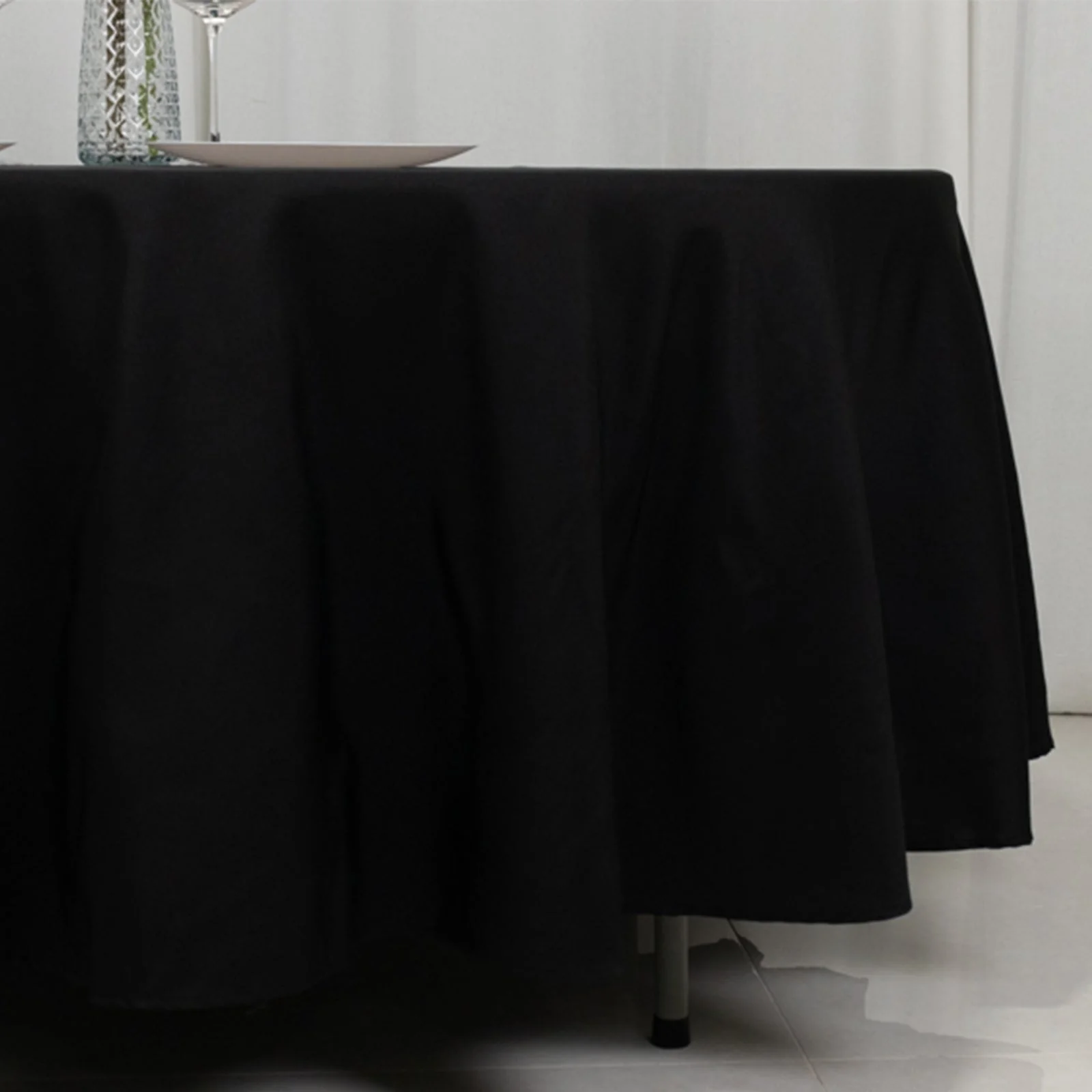 Fire Retardant Premium Polyester Round Tablecloth 108" Black - Wrinkle-Resistant and Safety Certified Table Cover for Events & Gatherings - Image 2
