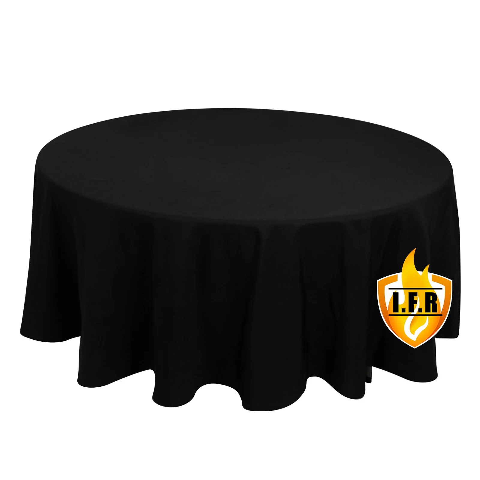 Fire Retardant Premium Polyester Round Tablecloth 108" Black - Wrinkle-Resistant and Safety Certified Table Cover for Events & Gatherings - Image 3