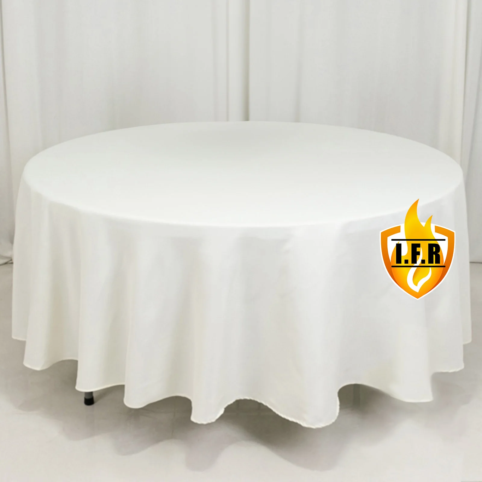 Fire Retardant Premium Polyester Round Tablecloth 108" Ivory - Safe, Durable & Classy Table Cover