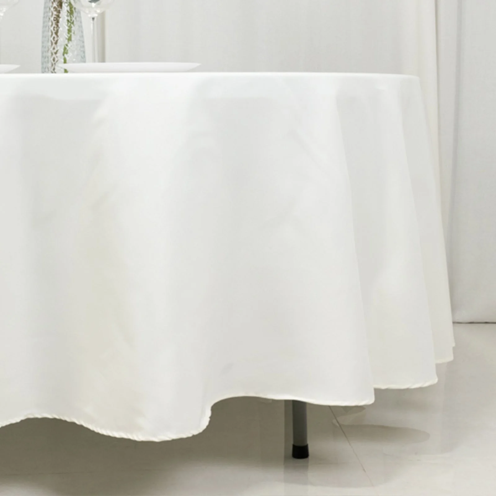 Fire Retardant Premium Polyester Round Tablecloth 108" Ivory - Safe, Durable & Classy Table Cover - Image 2