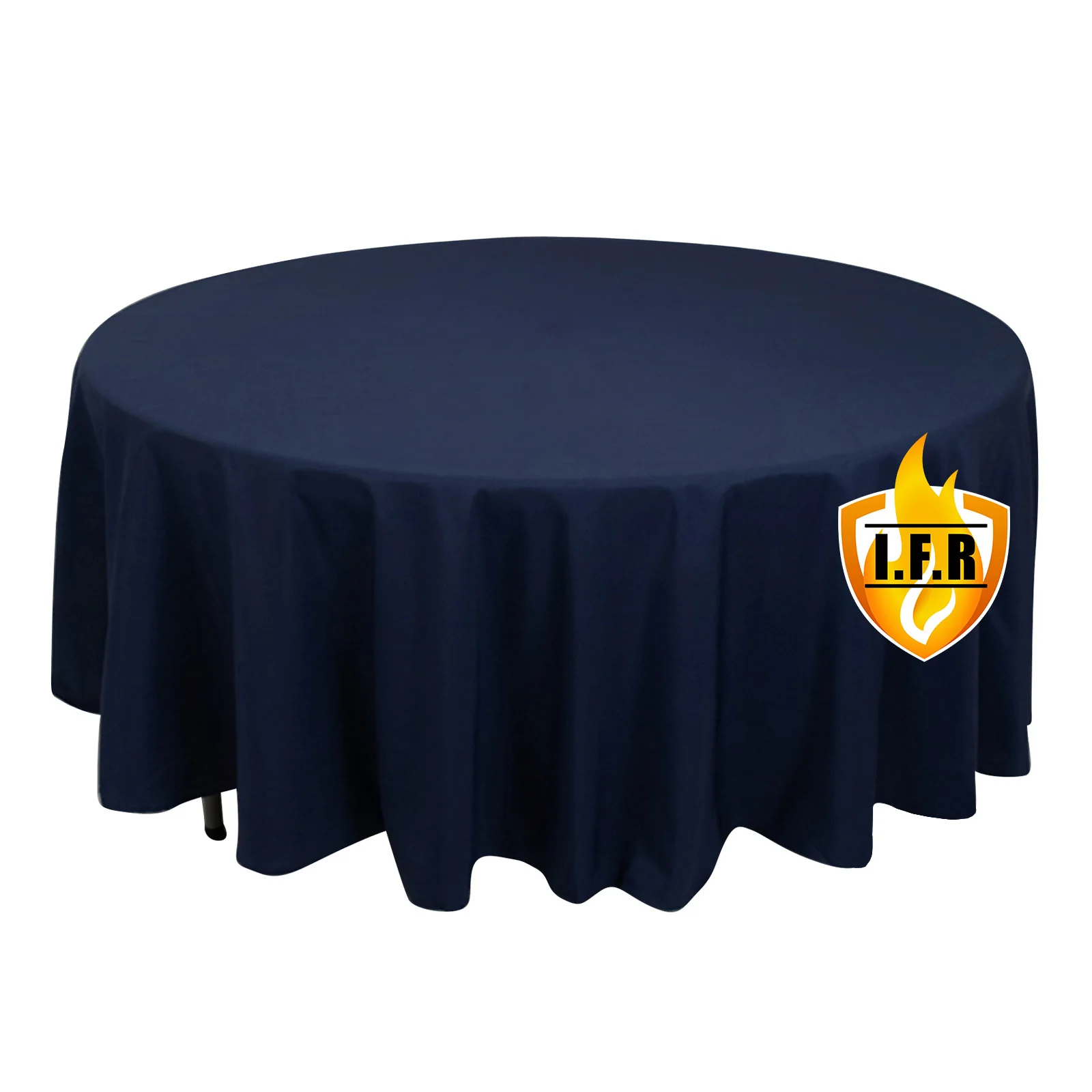 Fire Retardant Premium Polyester Round Tablecloth 108" Navy Blue - Safe, Durable & Classy Table Cover - Image 3