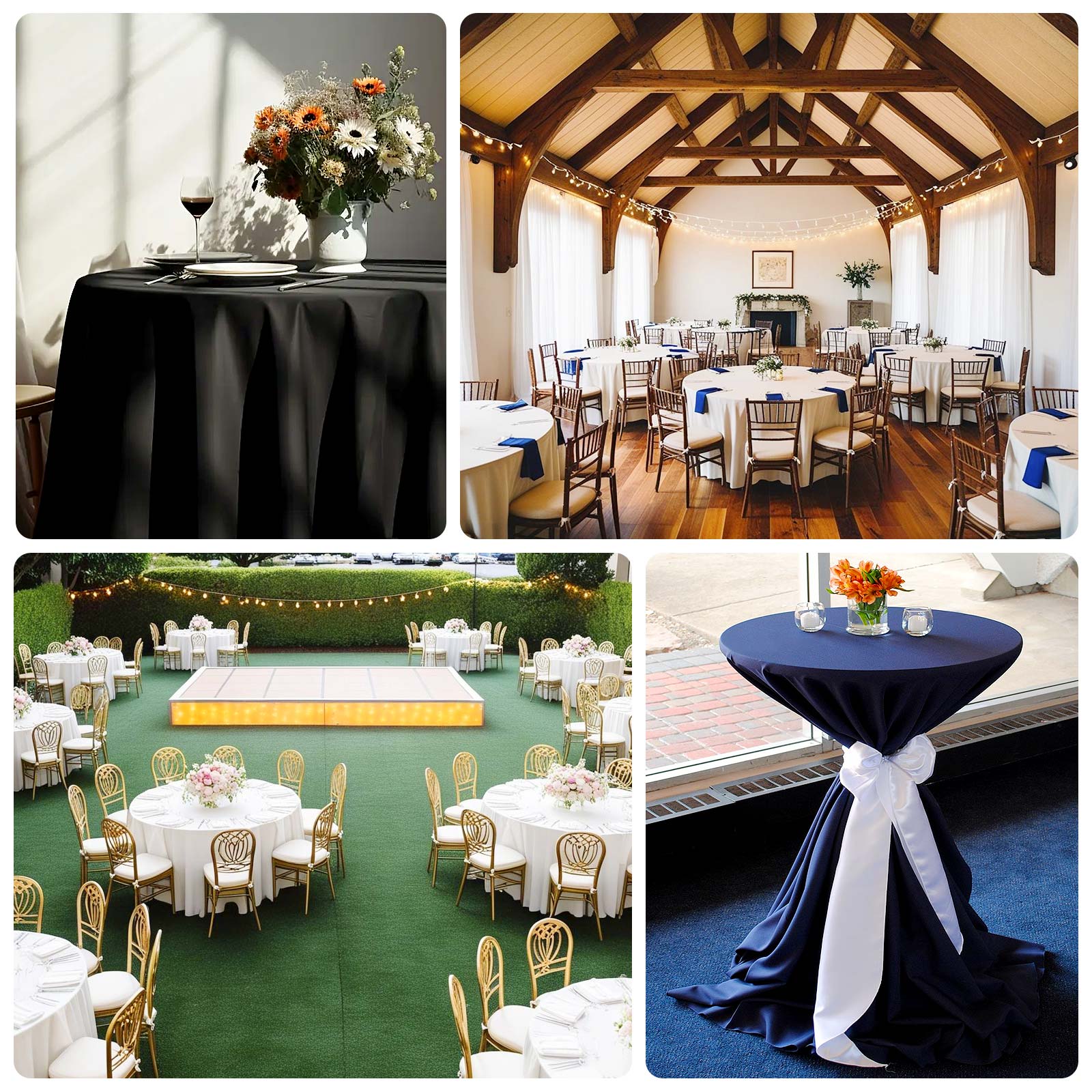 Fire Retardant Premium Polyester Round Tablecloth 108" Navy Blue - Safe, Durable & Classy Table Cover - Image 5