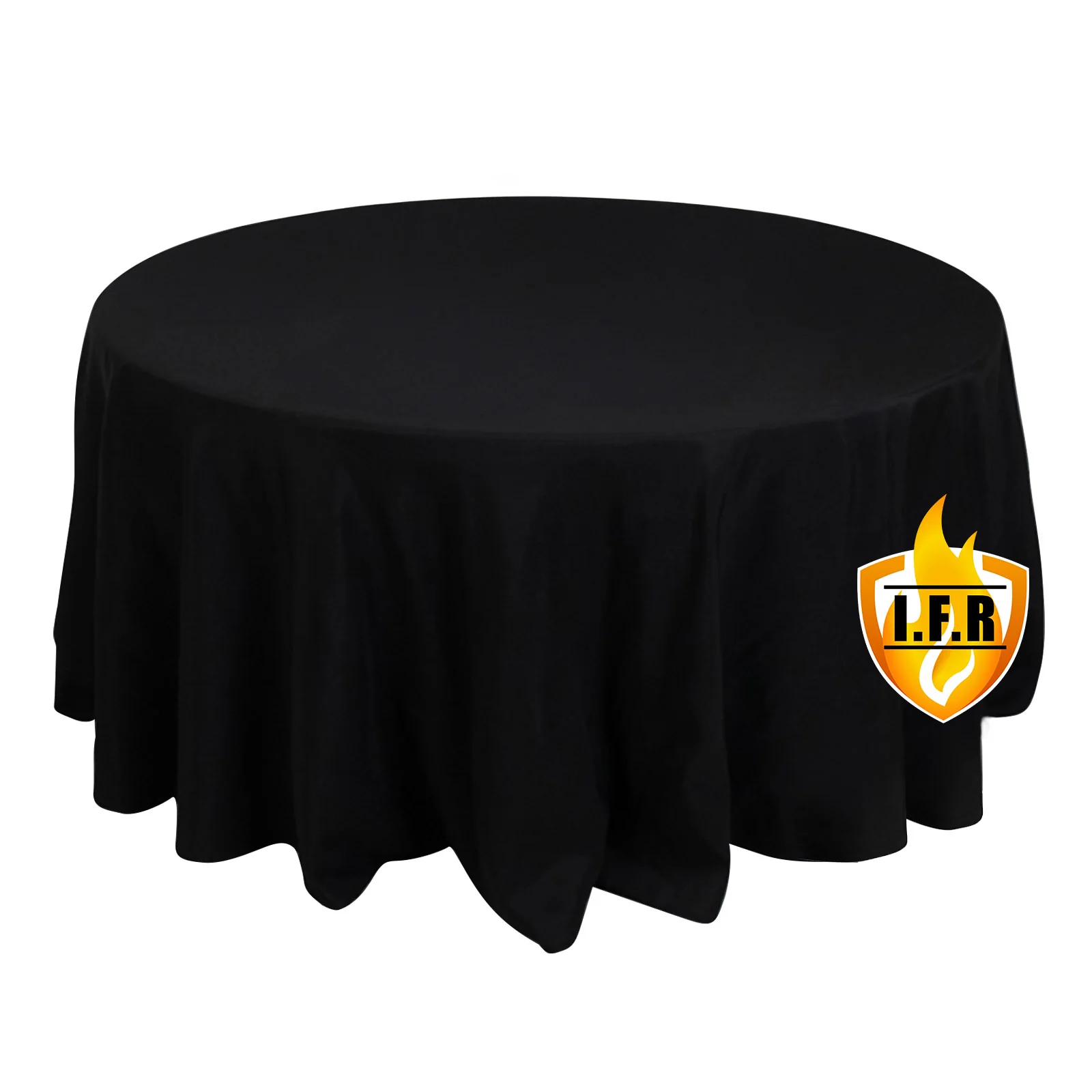 Fire Retardant Premium Polyester Round Tablecloth 120" Black - Safe, Durable & Seamless Table Cover - Image 3