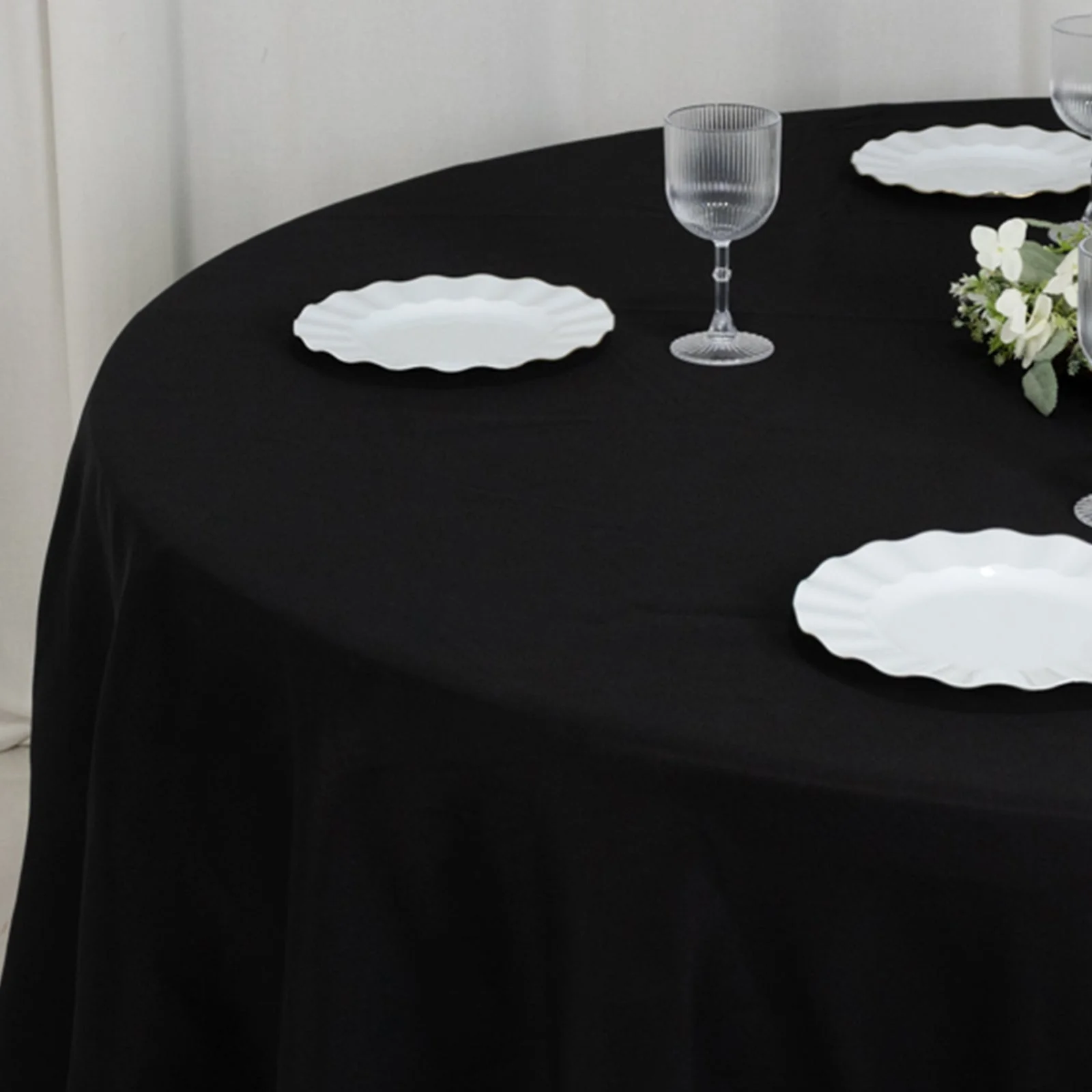 Fire Retardant Premium Polyester Round Tablecloth 120" Black - Safe, Durable & Seamless Table Cover - Image 6