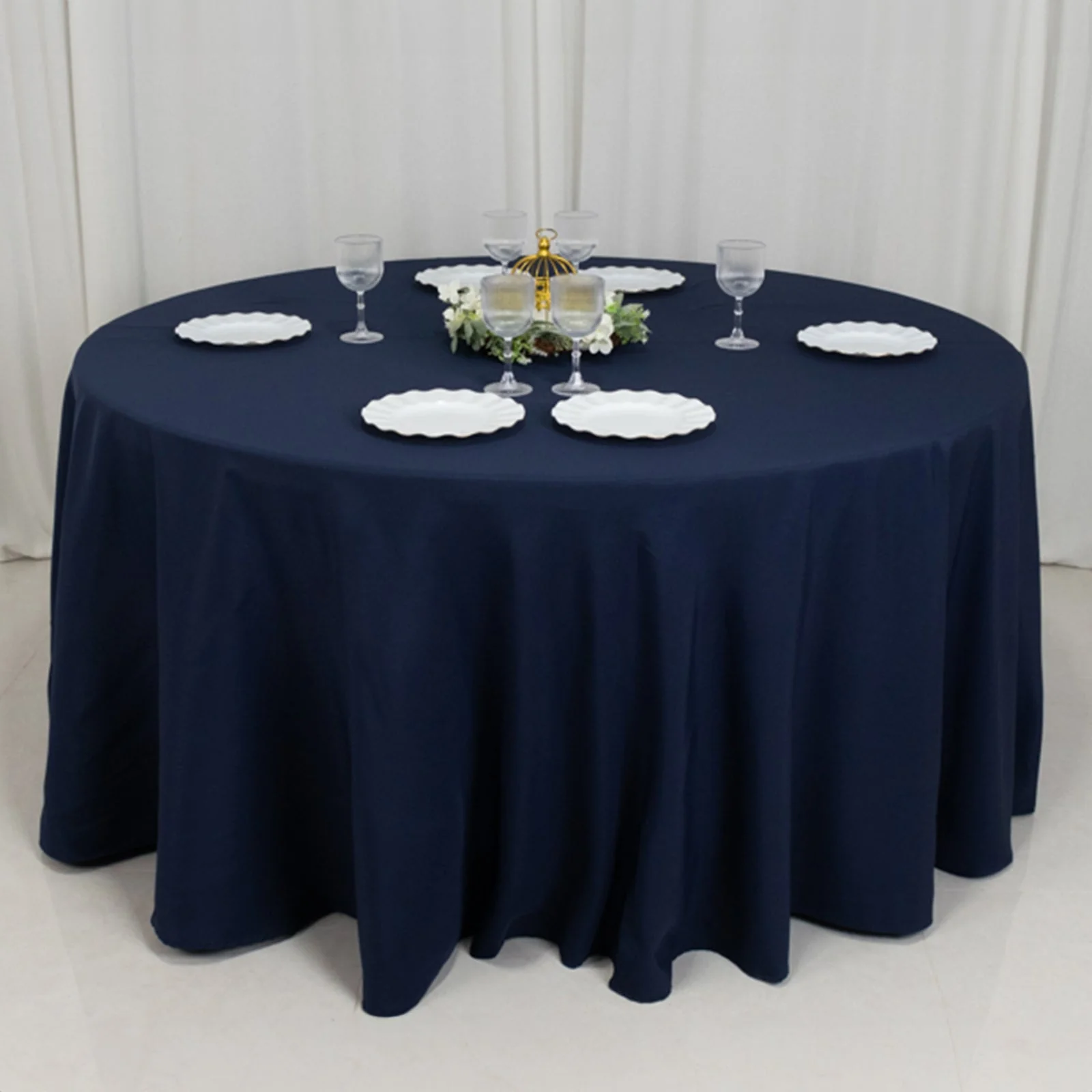 Fire Retardant Premium Polyester Round Tablecloth 120" Navy Blue - Safe, Durable & Seamless Table Cover - Image 6