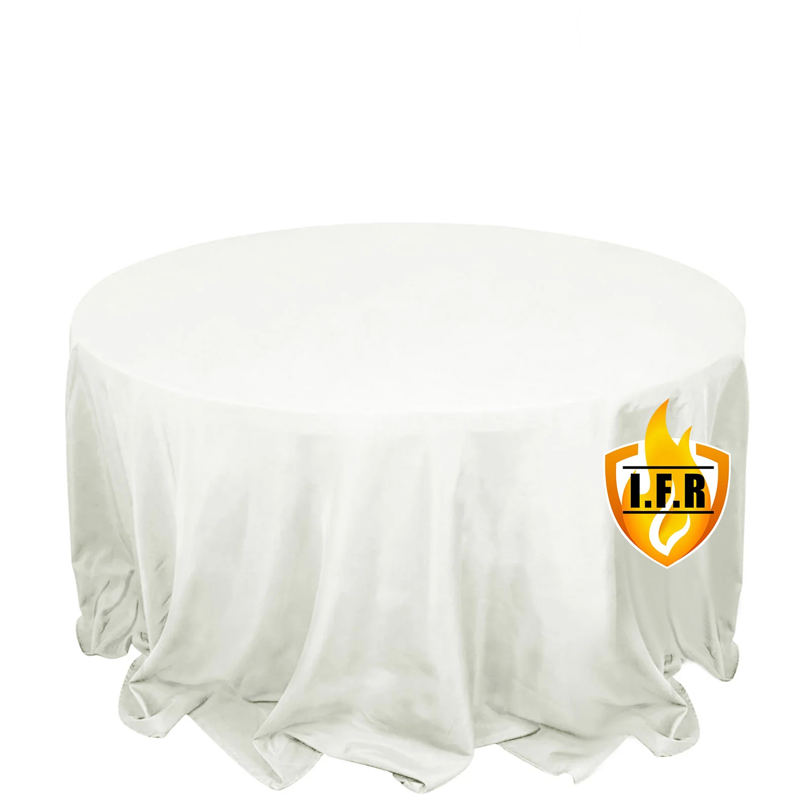 Fire Retardant Premium Polyester Round Tablecloth 132" Ivory - Safe, Durable & Seamless Table Cover - Image 3