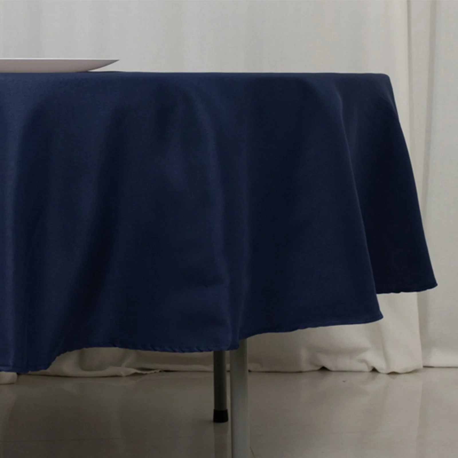 Fire Retardant Premium Polyester Round Tablecloth 90" Navy Blue - Safe & Durable Table Cover - Image 2