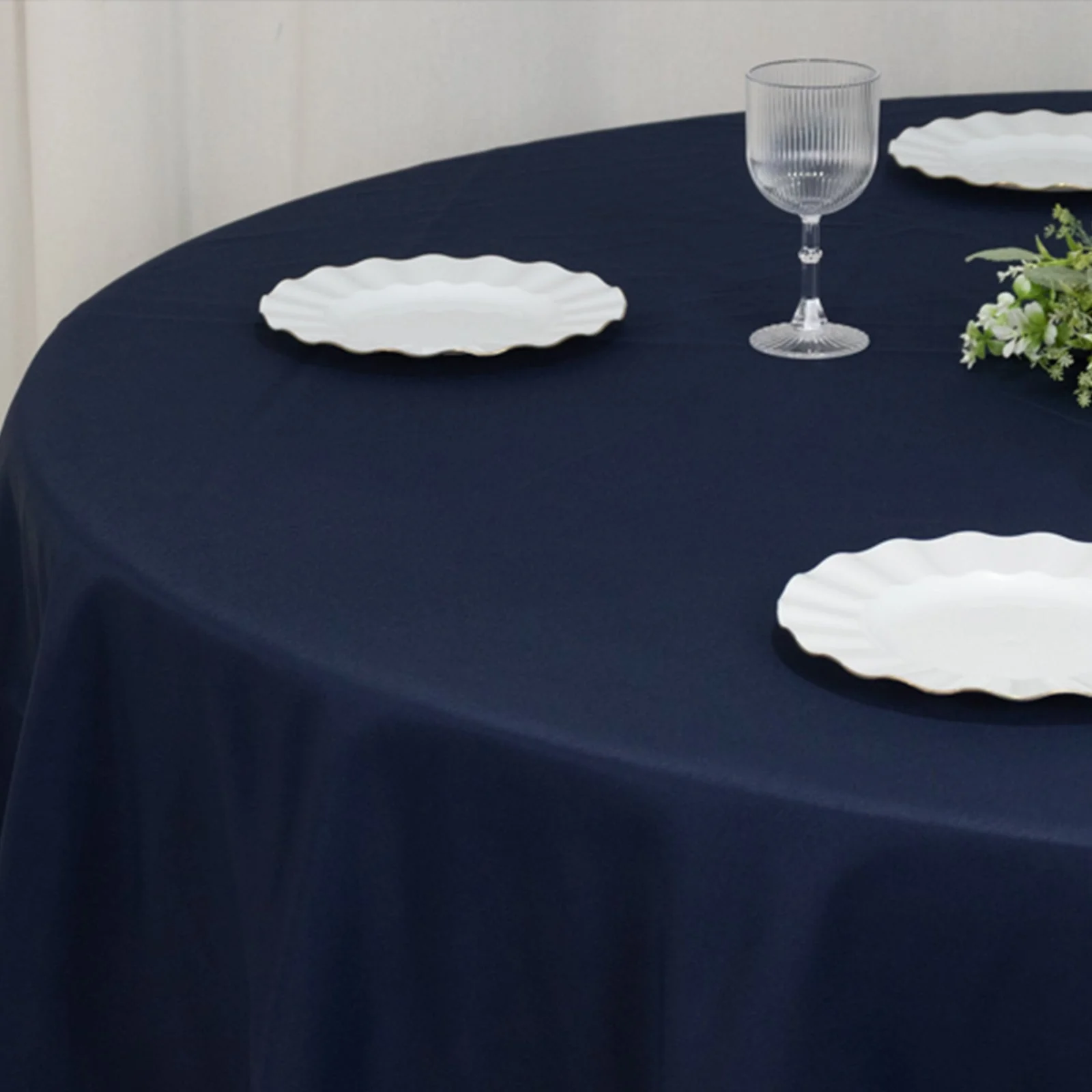 Fire Retardant Premium Polyester Round Tablecloth 90" Navy Blue - Safe & Durable Table Cover - Image 6