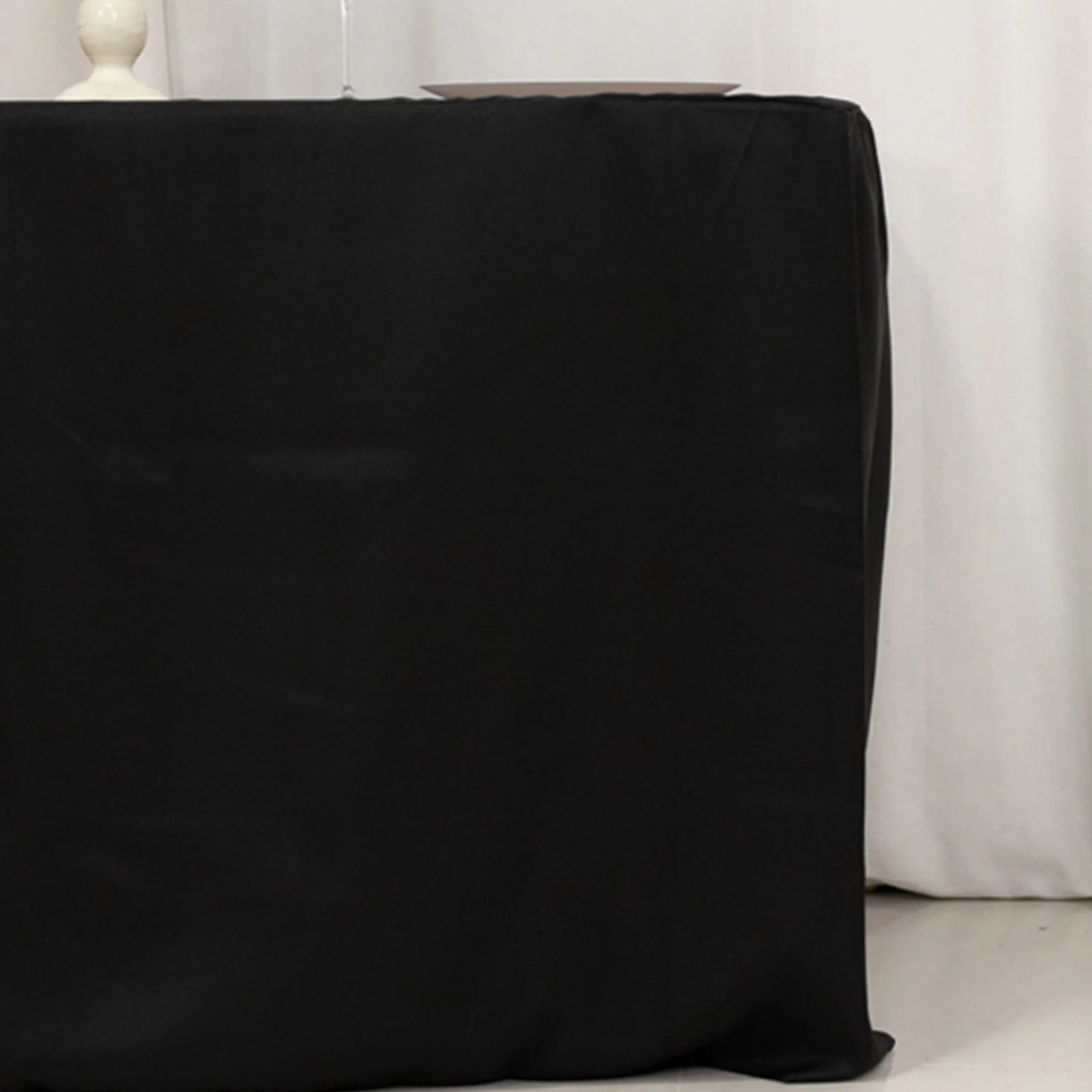 Fitted Polyester Rectangle Tablecloth 48"x24"x30" Black - Perfect Fit for Special Size Tables - Image 2