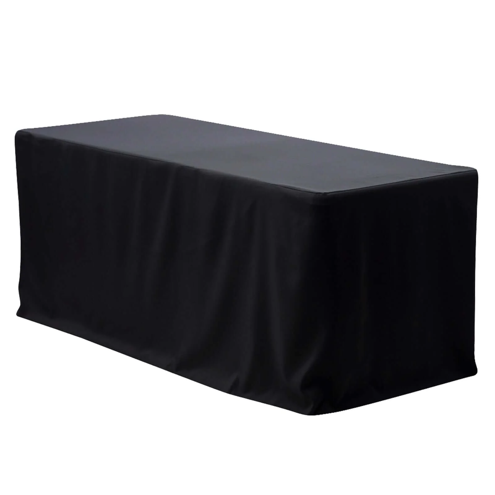 Fitted Polyester Rectangle Tablecloth 48"x30" Black - Snug Fit for Standard Tables - Image 6