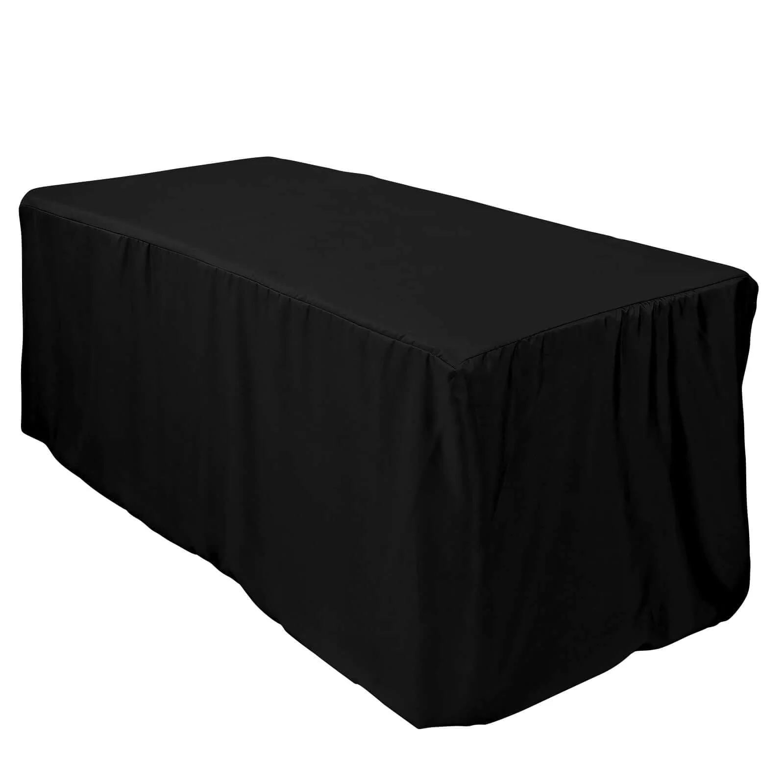 Fitted Polyester Rectangle Tablecloth 72"x30" Black - Durable and Easy to Maintain Table Cover for Banquets & Conferences - Image 6