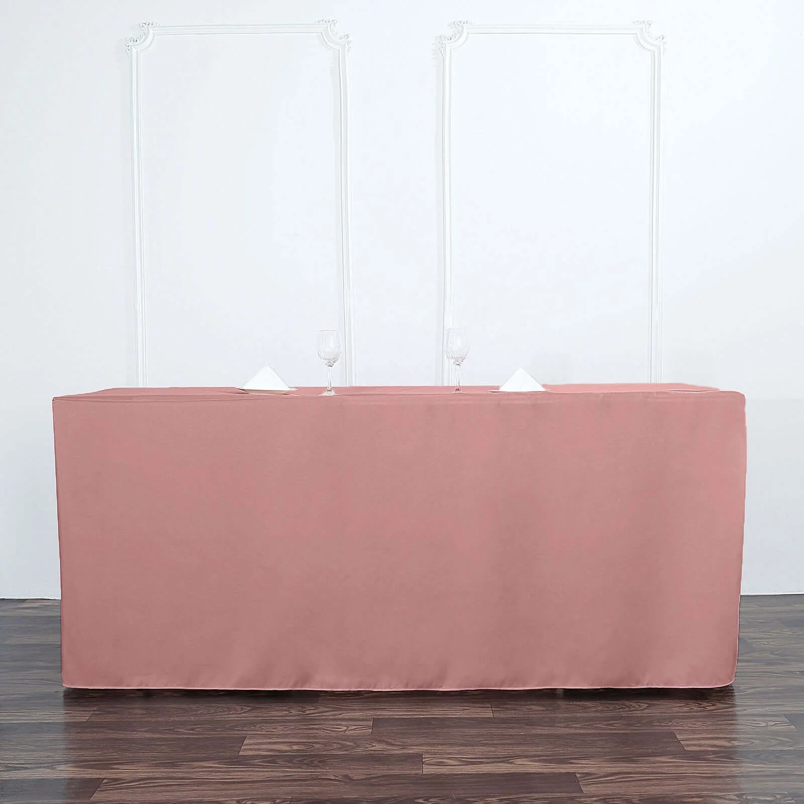 Fitted Polyester Rectangle Tablecloth 72"x30" Dusty Rose - Perfect for Standard Tables - Image 7