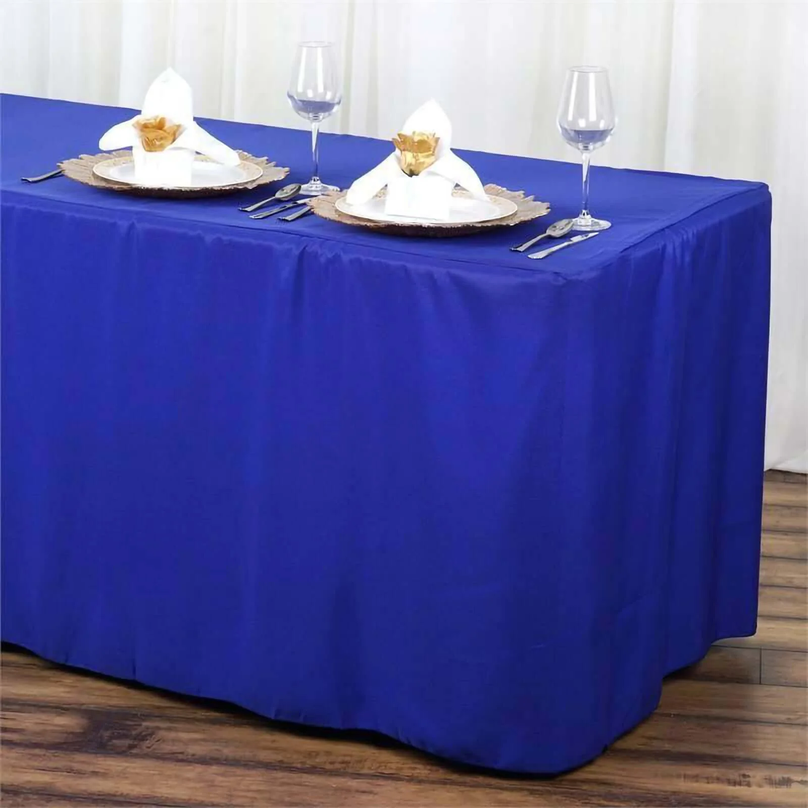 Fitted Polyester Rectangle Tablecloth 72"x30" Royal Blue - Perfect for Standard Tables - Image 7