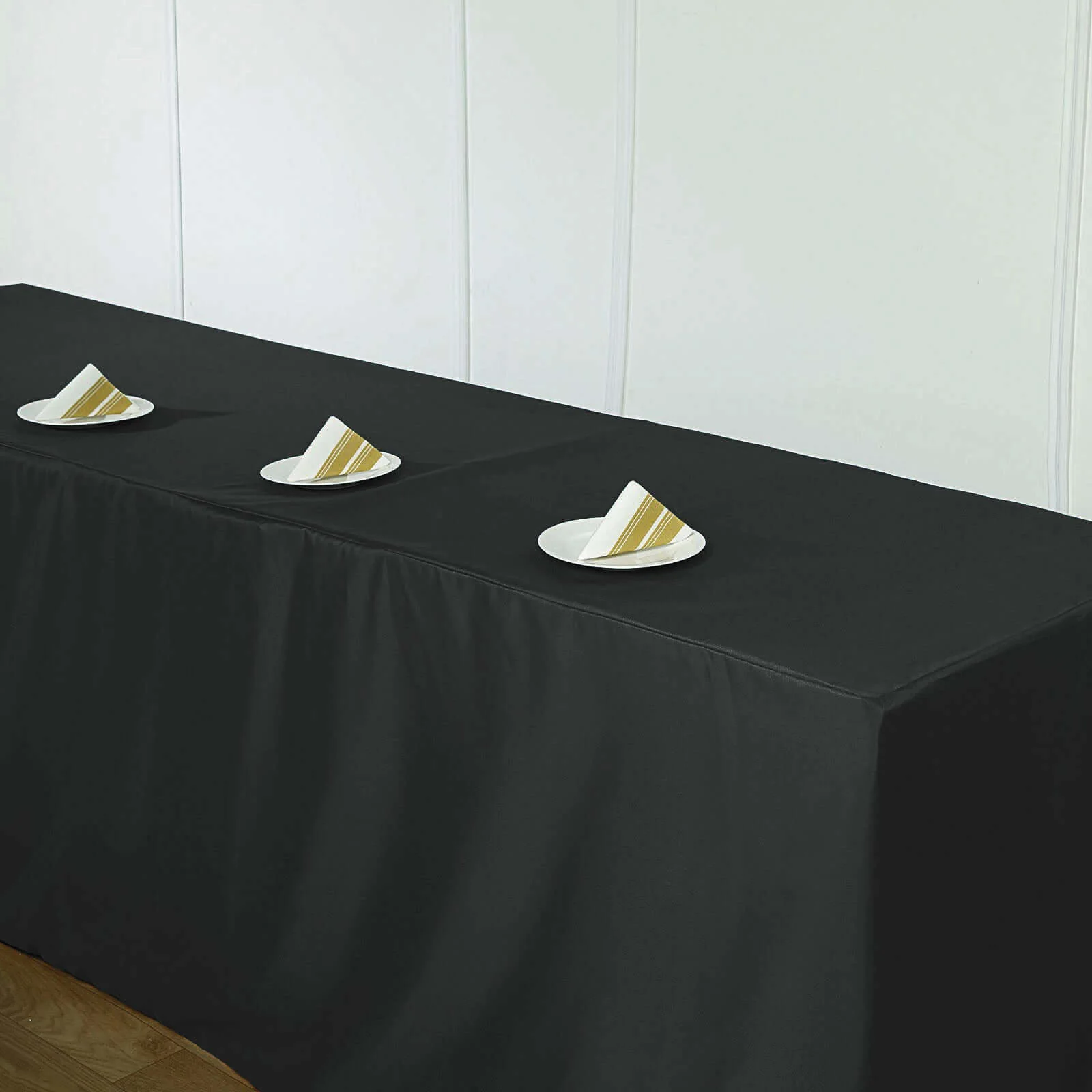 Fitted Polyester Rectangle Tablecloth 96"x30" Black - Snug Fit for Large Tables - Image 6