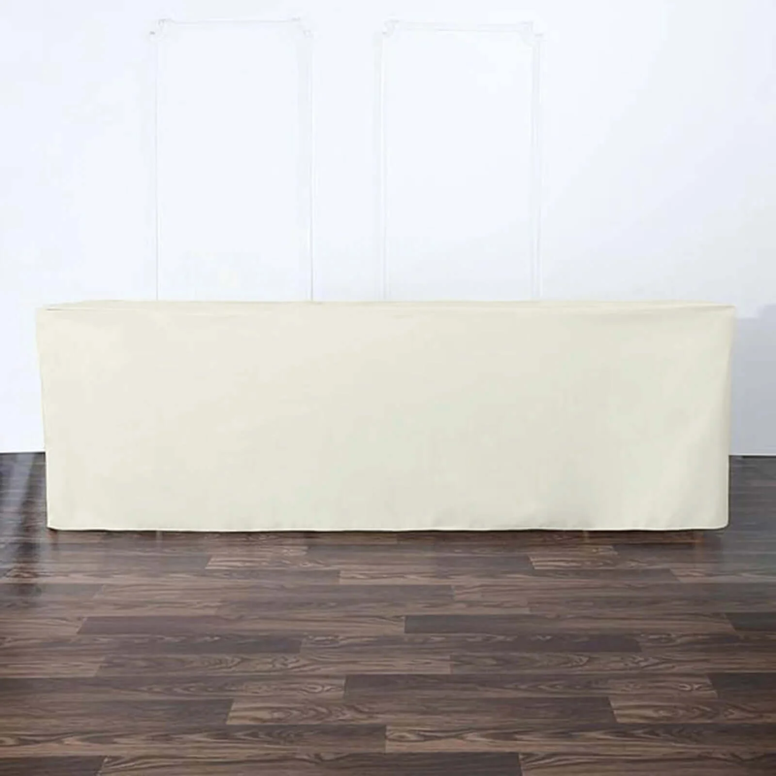 Fitted Polyester Rectangle Tablecloth 96"x30" Ivory - Snug Fit for Large Tables