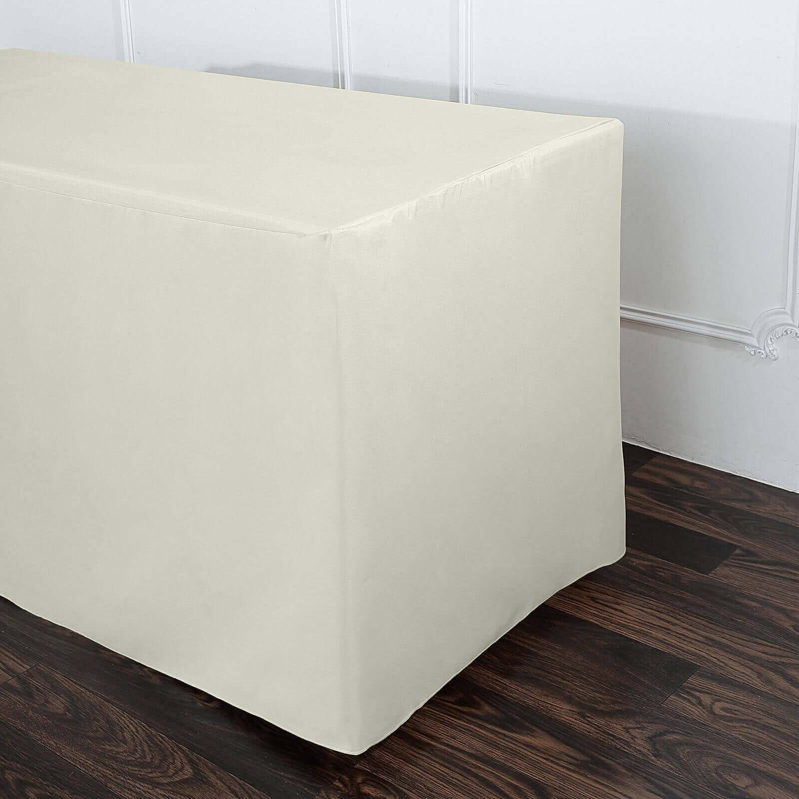 Fitted Polyester Rectangle Tablecloth 96"x30" Ivory - Snug Fit for Large Tables - Image 3