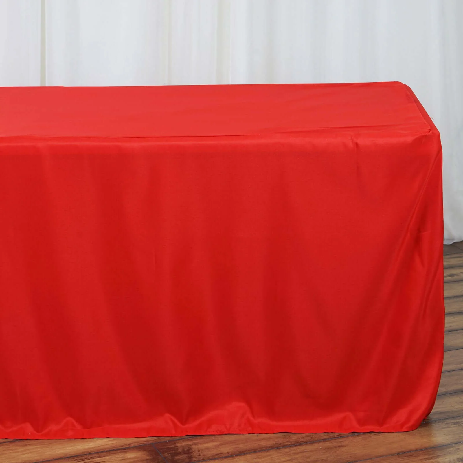 Fitted Polyester Rectangle Tablecloth 96"x30" Red - Snug Fit for Large Tables