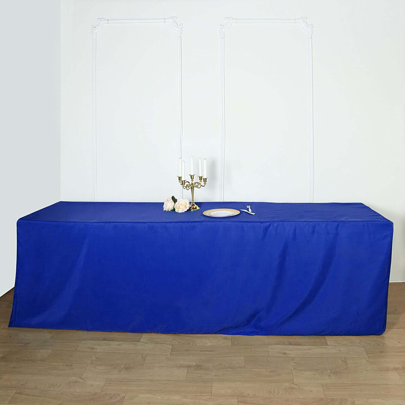 Fitted Polyester Rectangle Tablecloth 96"x30" Royal Blue - Snug Fit for Large Tables - Image 6