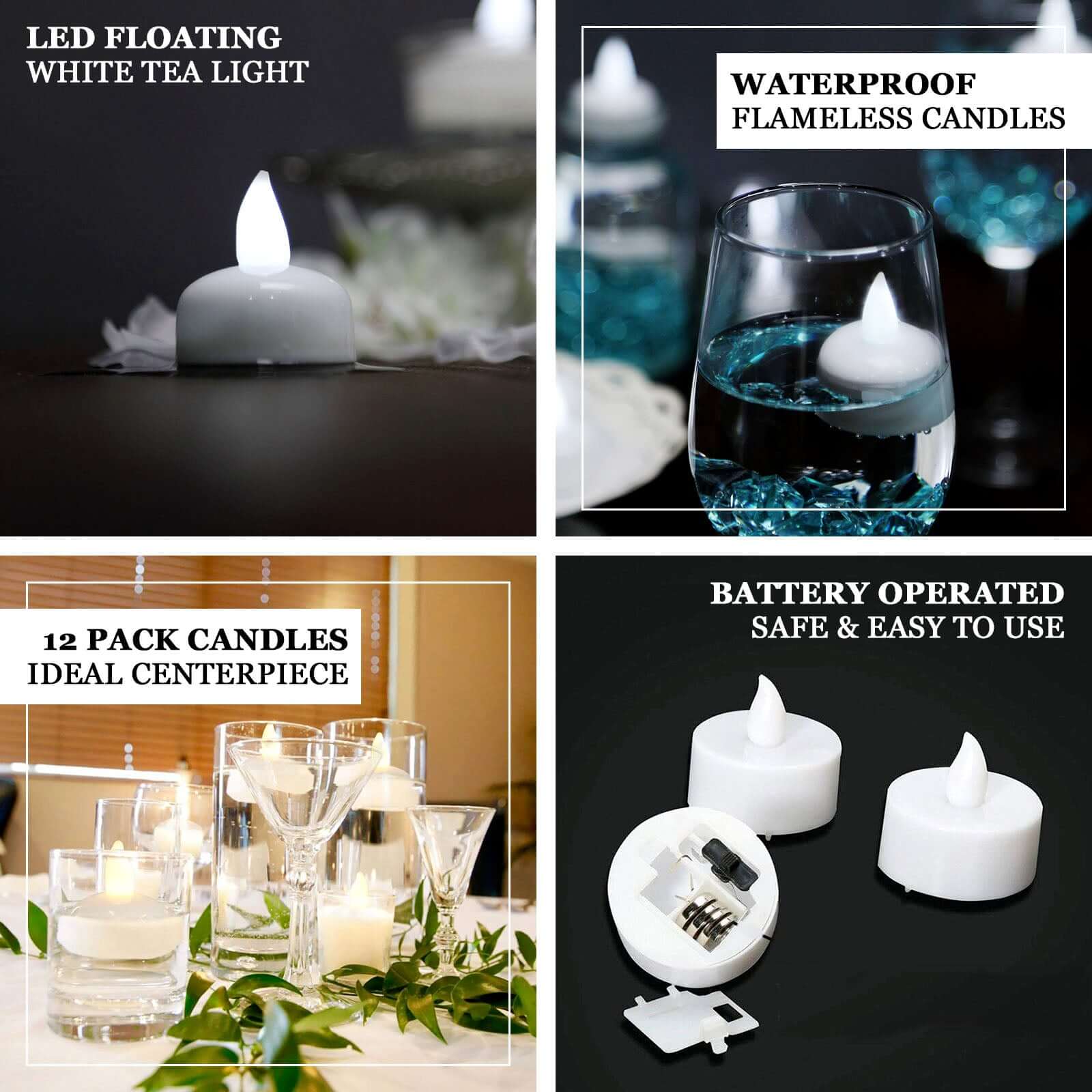 12-Pack LED Tealight Candles Flameless Cool White - Floating Waterproof Lights for Décor - Image 5