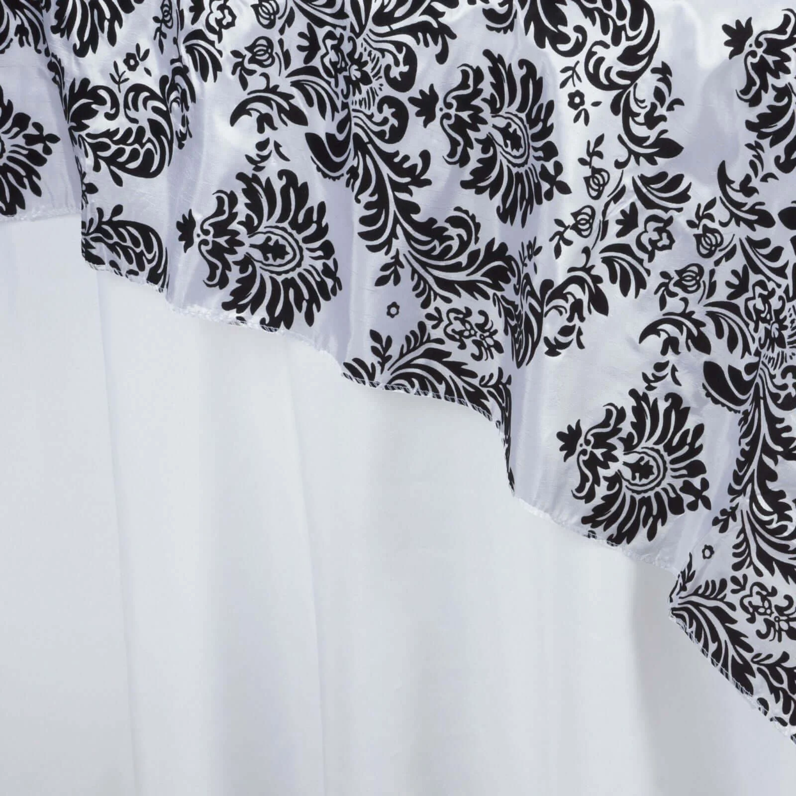 Flocking Square Table Overlay 60"x60" Black Damask Design - Sophisticated Decor for Banquets and Receptions - Image 3