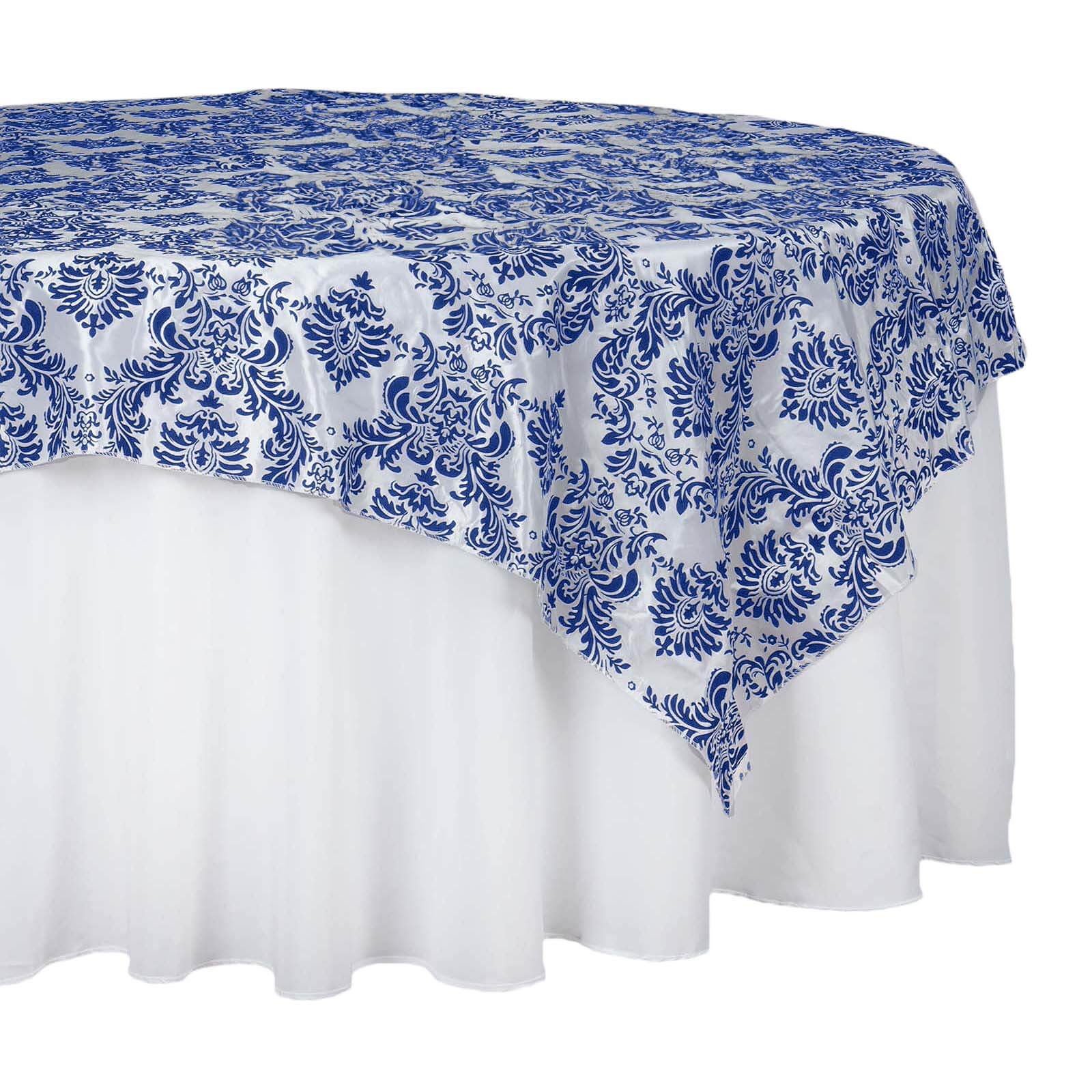 Flocking Square Table Overlay 60"x60" Royal Blue - Damask Table Topper - Image 6