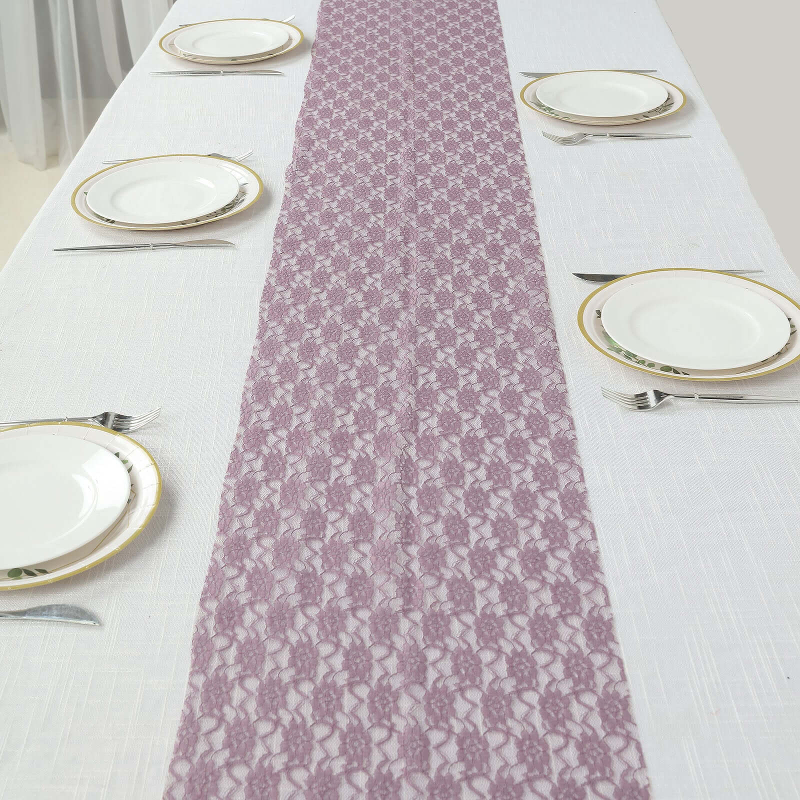 Floral Lace Table Runner 12"x108" Violet Amethyst - Delicate and Ornate Table Decor - Image 5
