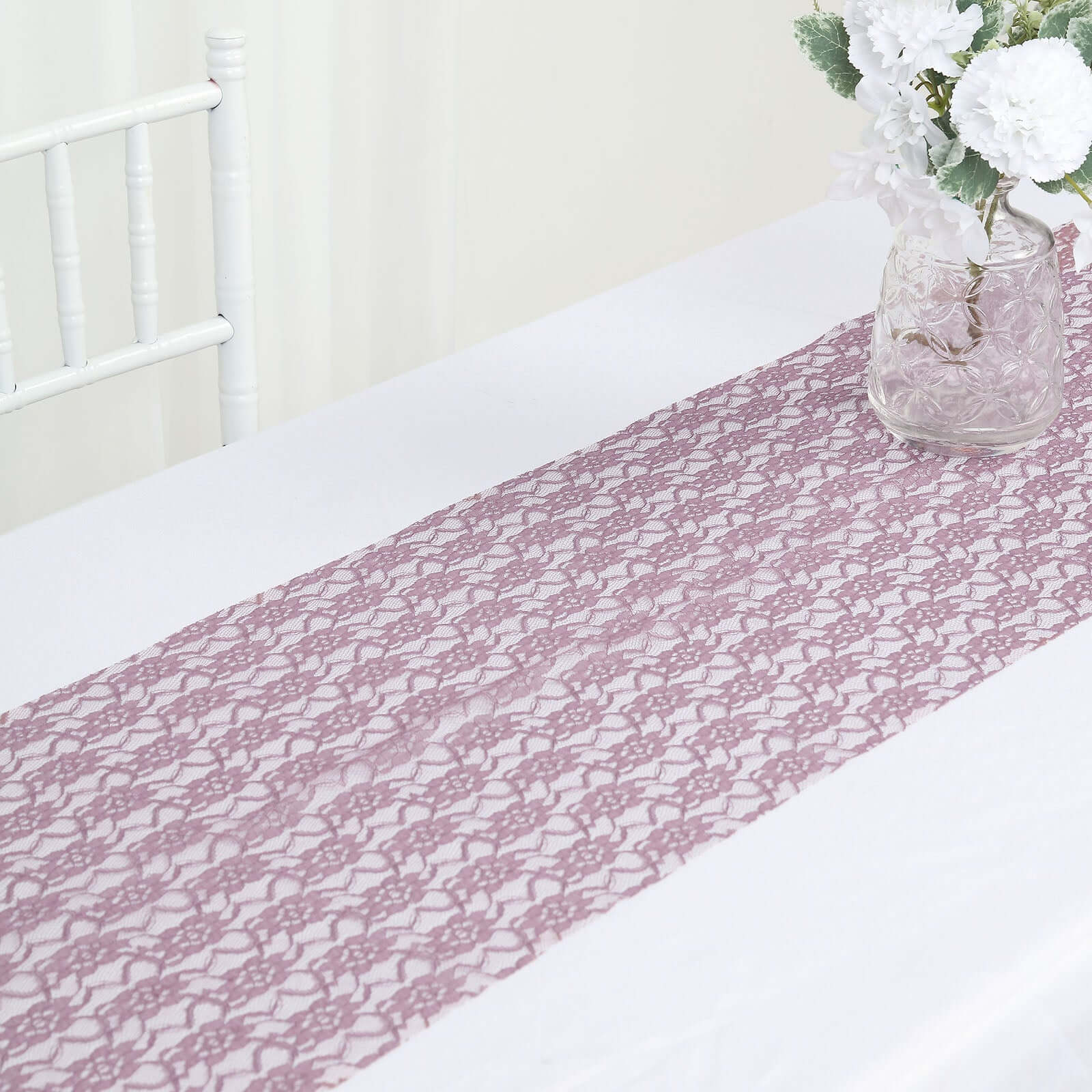 Floral Lace Table Runner 12"x108" Violet Amethyst - Delicate and Ornate Table Decor - Image 8