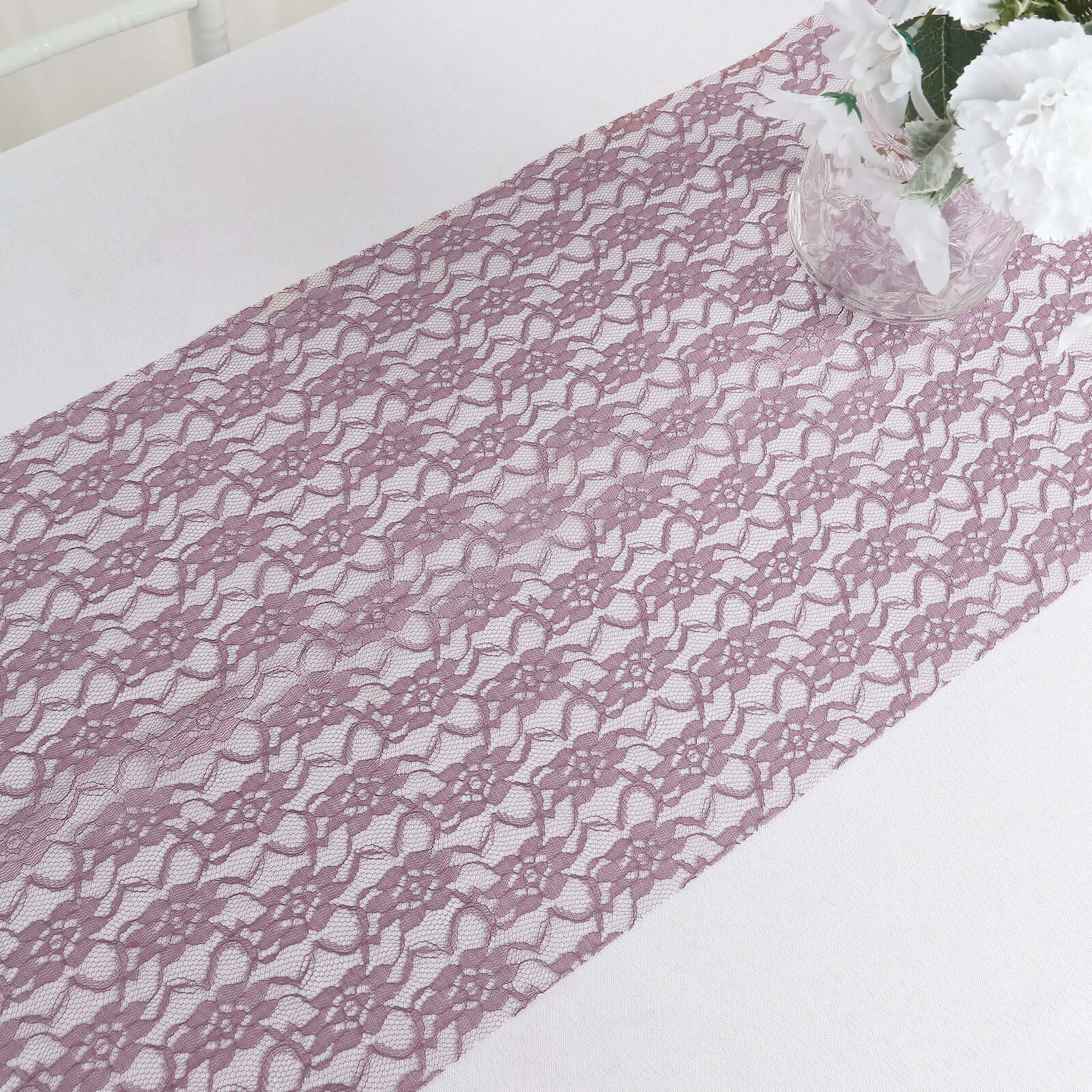 Floral Lace Table Runner 12"x108" Violet Amethyst - Delicate and Ornate Table Decor - Image 9