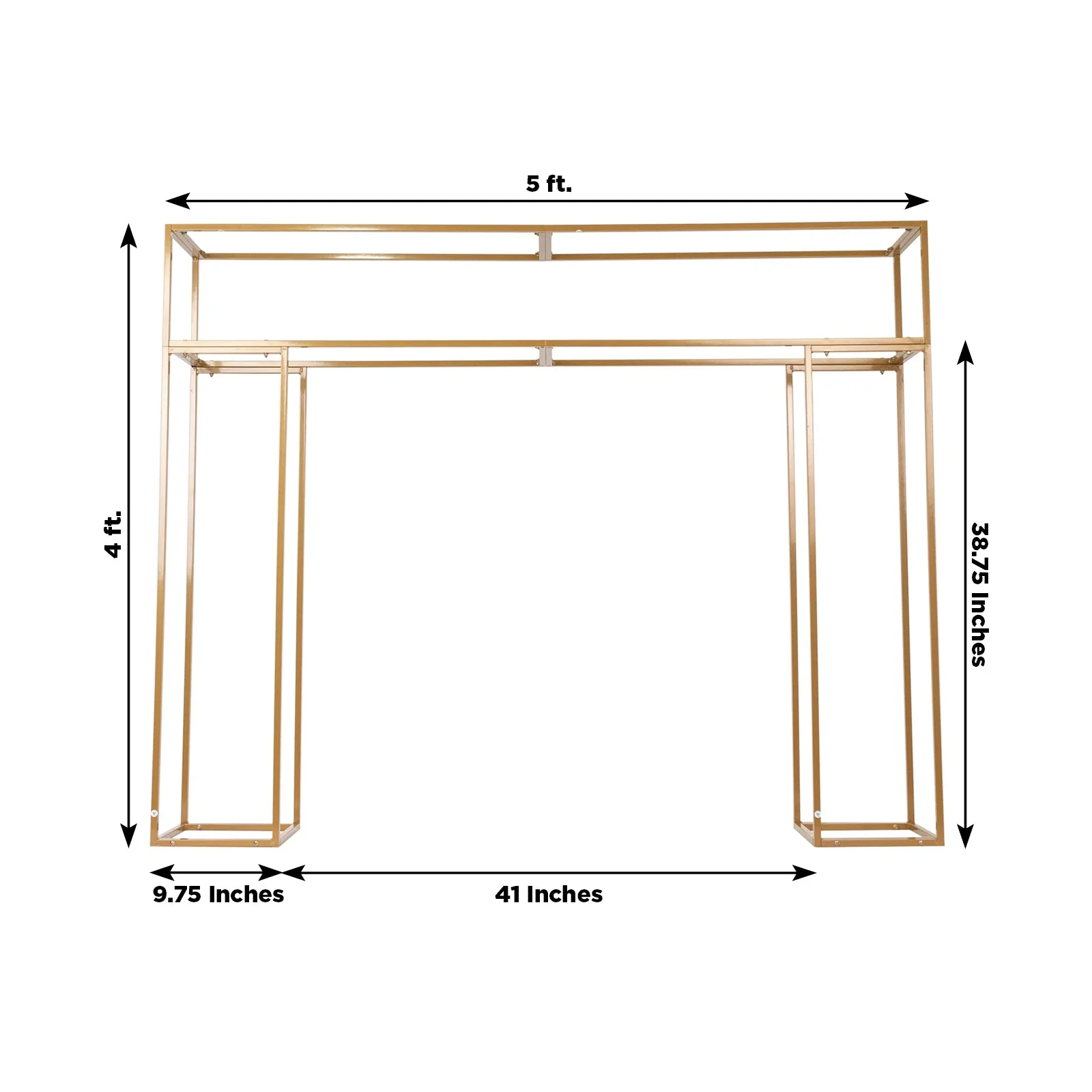 Freestanding Over the Table Rod in Gold, Rectangular Double Frame Table Top Stand for Floral Balloon Décor - 5ft - Image 3