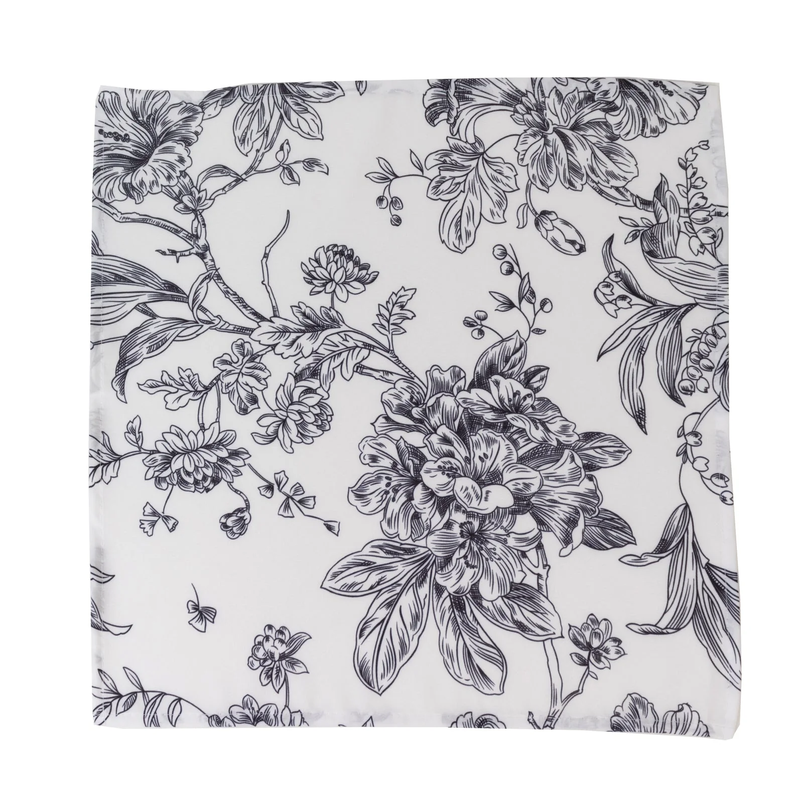 5-Pack French Toile Cloth Napkins – 17"x17" Black and White Reusable Polyester Table Napkins in Floral Design for Events & Dining - Image 7