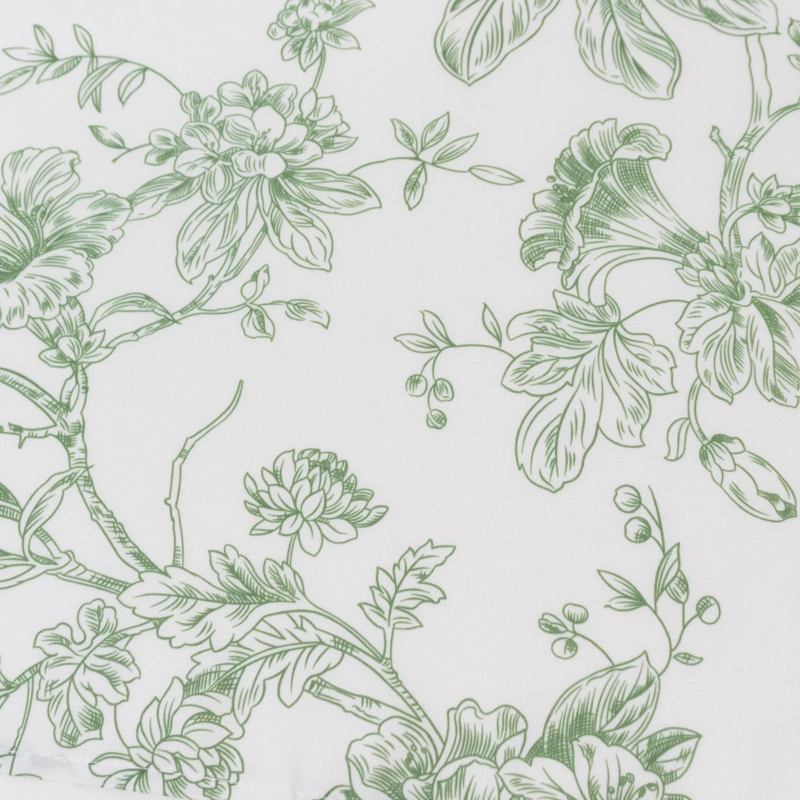 5-Pack French Toile Cloth Napkins – 17"x17" Dusty Sage Green and White Reusable Polyester Table Napkins in Floral Design for Events & Dining - Image 6