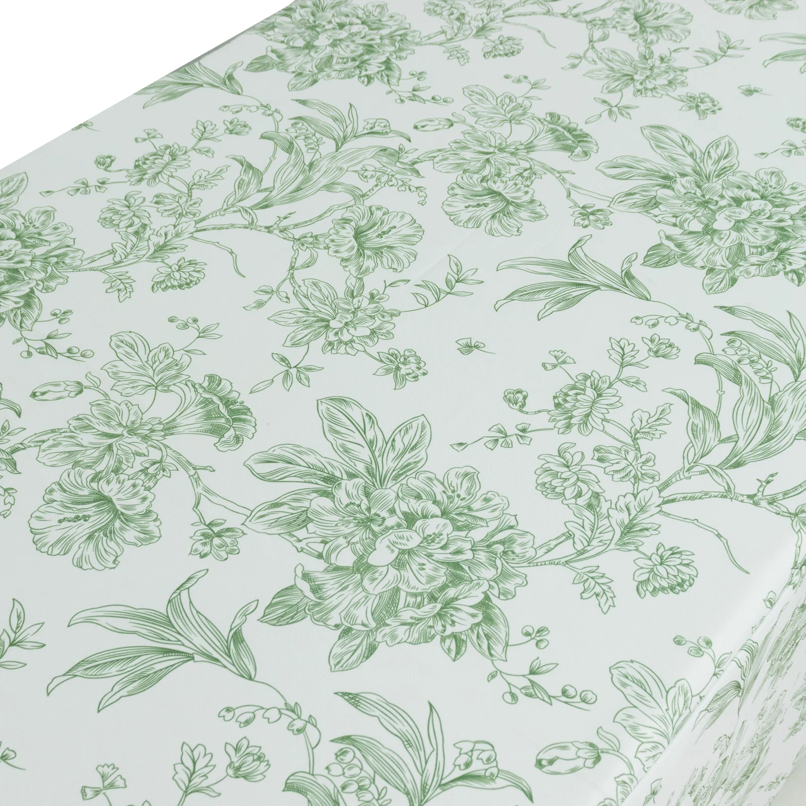 French Toile Fitted Polyester Tablecloth 6ft – Dusty Sage Green & White Rectangular Wrinkle-Resistant Table Cover - Image 5