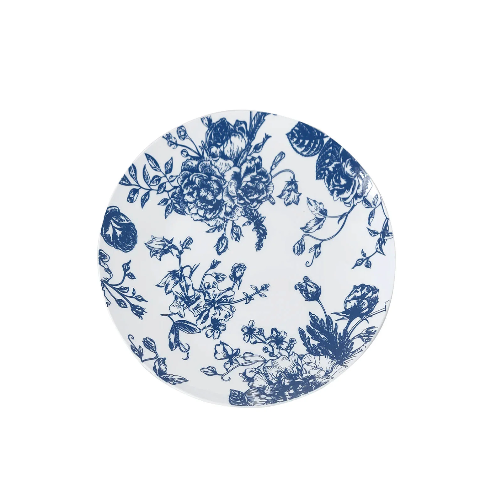 10-Pack French Toile Plastic Dessert Plates – Blue & White Floral, 7" Round Disposable Salad Plates - Image 2