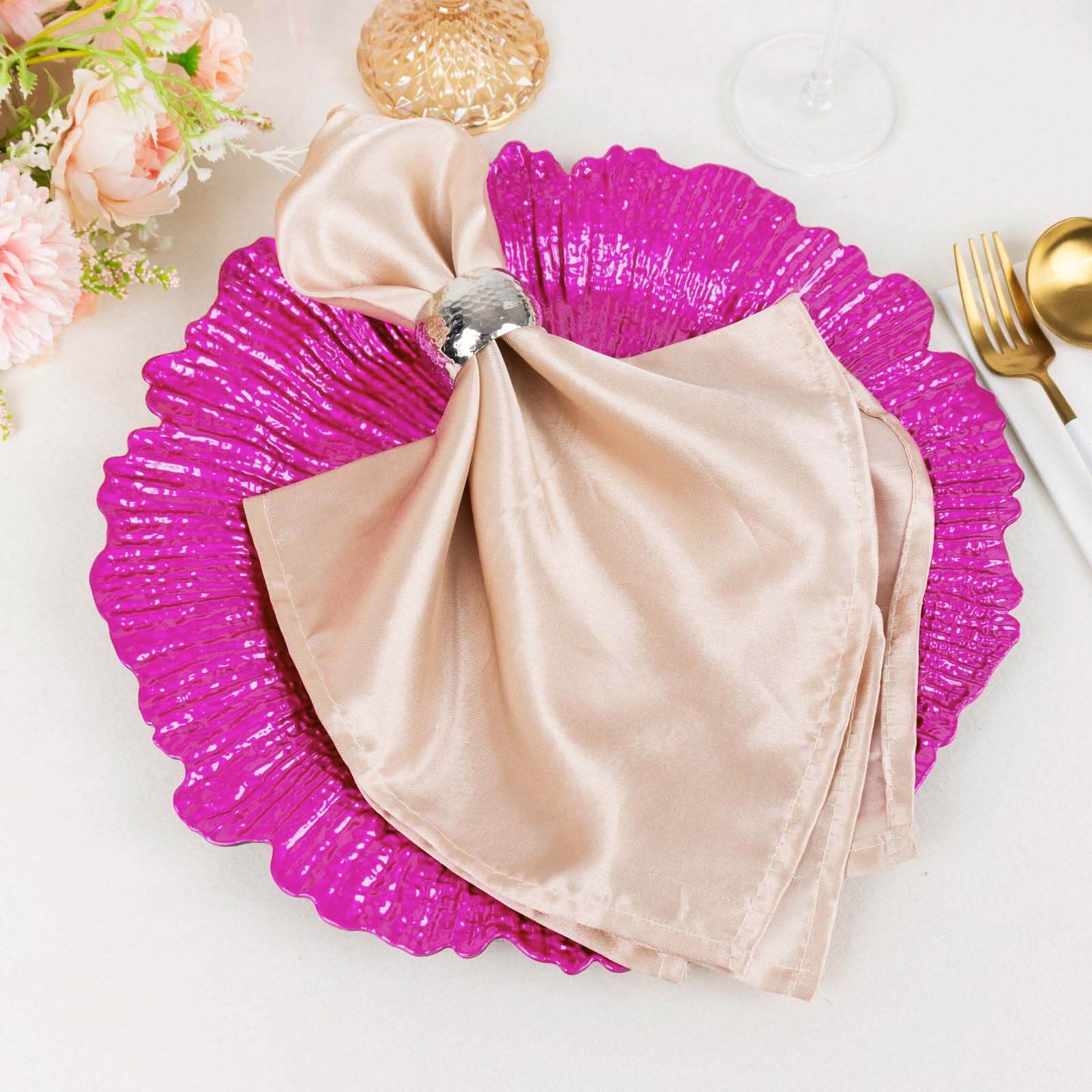 6-Pack Acrylic Plastic Charger Plates 13" Round Fuchsia Reef Design - Decorative Dinner Charger Tableware - Image 2