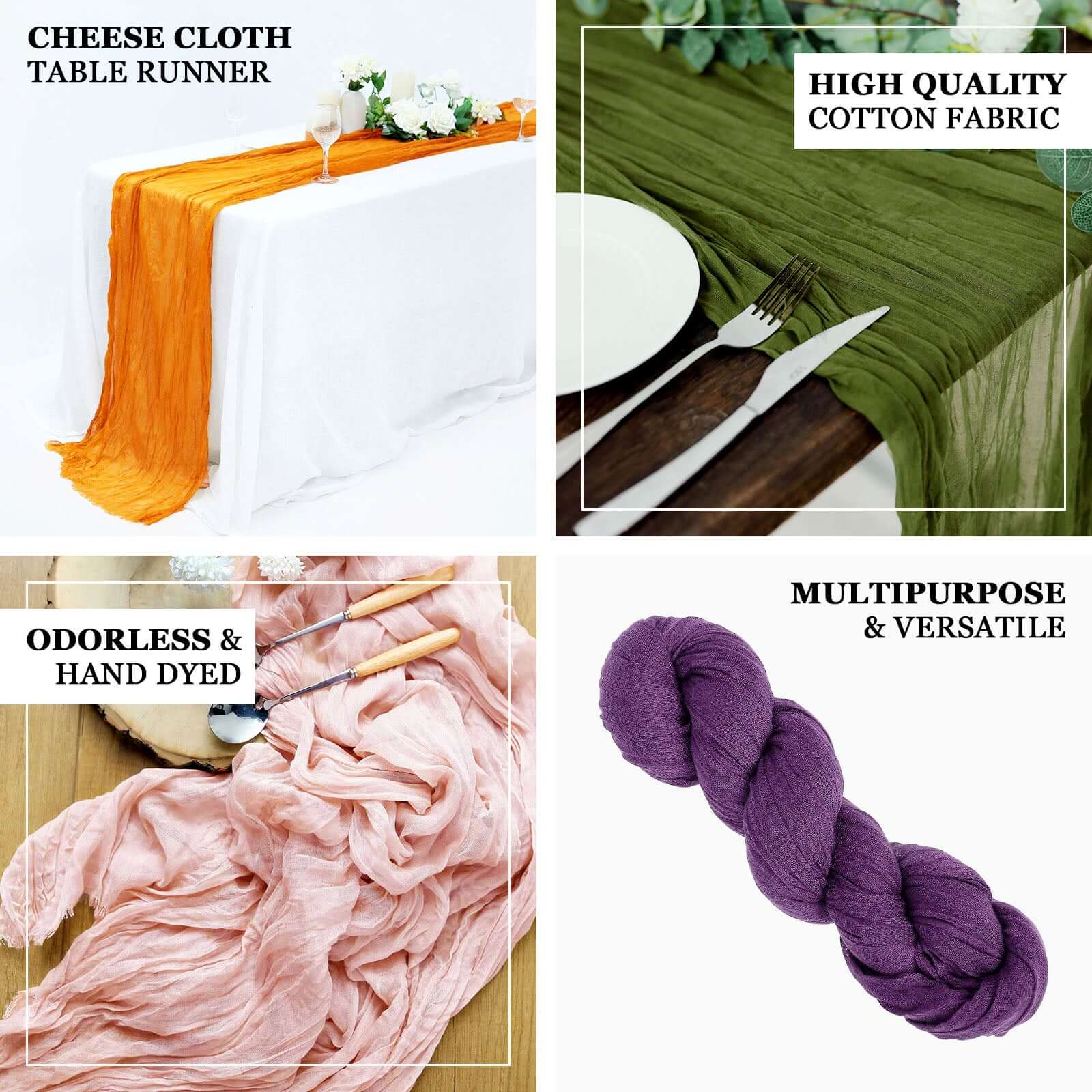 Gauze Cheesecloth Table Runner 10ft Beige - Rustic Boho Table Linen - Image 3