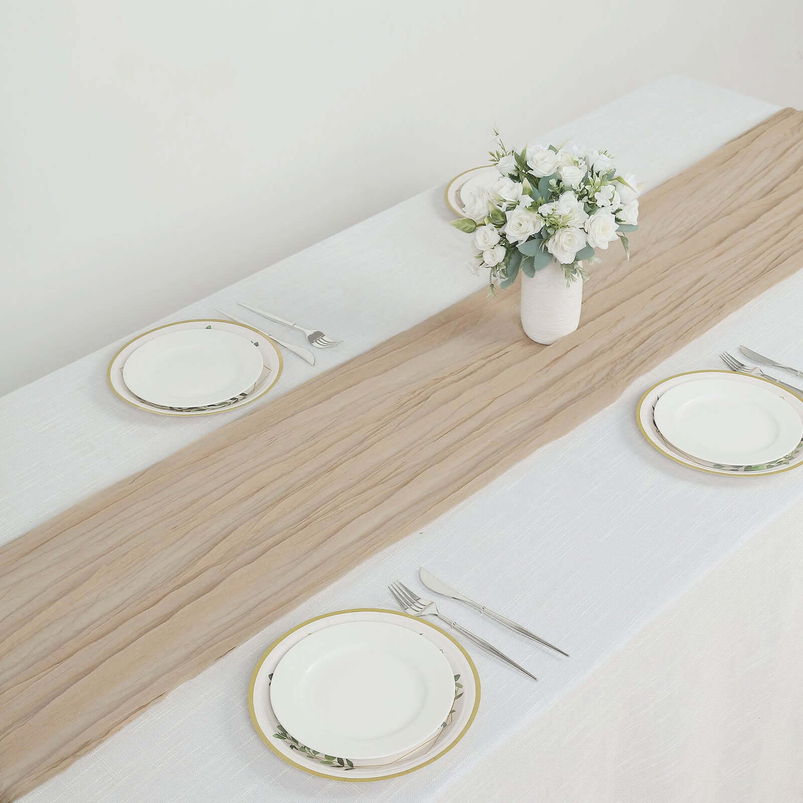 Gauze Cheesecloth Table Runner 10ft Beige - Rustic Boho Table Linen - Image 6