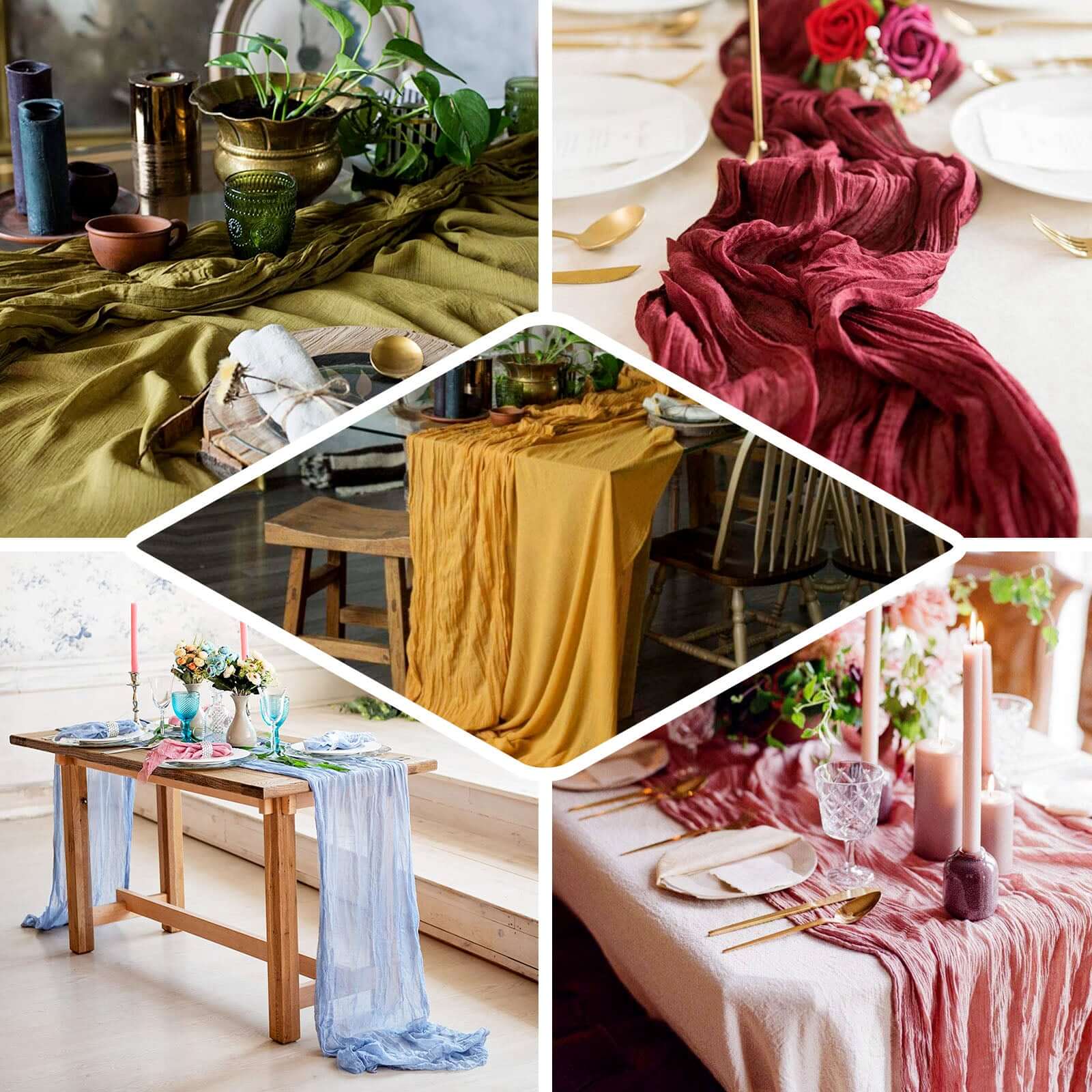 Gauze Cheesecloth Table Runner 10ft Cream - Rustic Boho Table Linen - Image 5