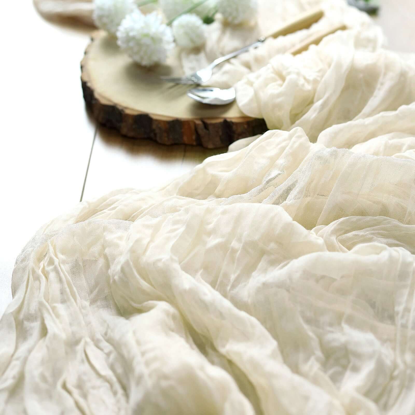 Gauze Cheesecloth Table Runner 10ft Cream - Rustic Boho Table Linen - Image 6