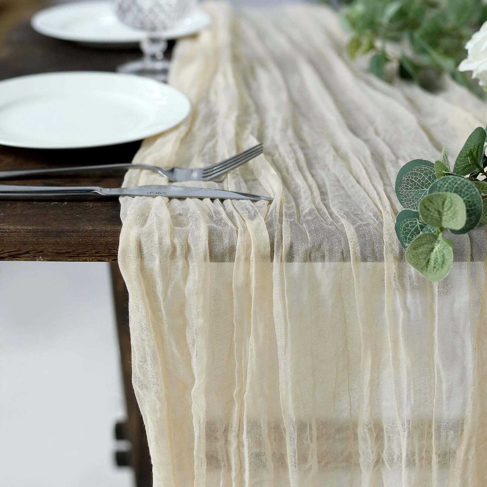 Gauze Cheesecloth Table Runner 10ft Cream - Rustic Boho Table Linen - Image 7