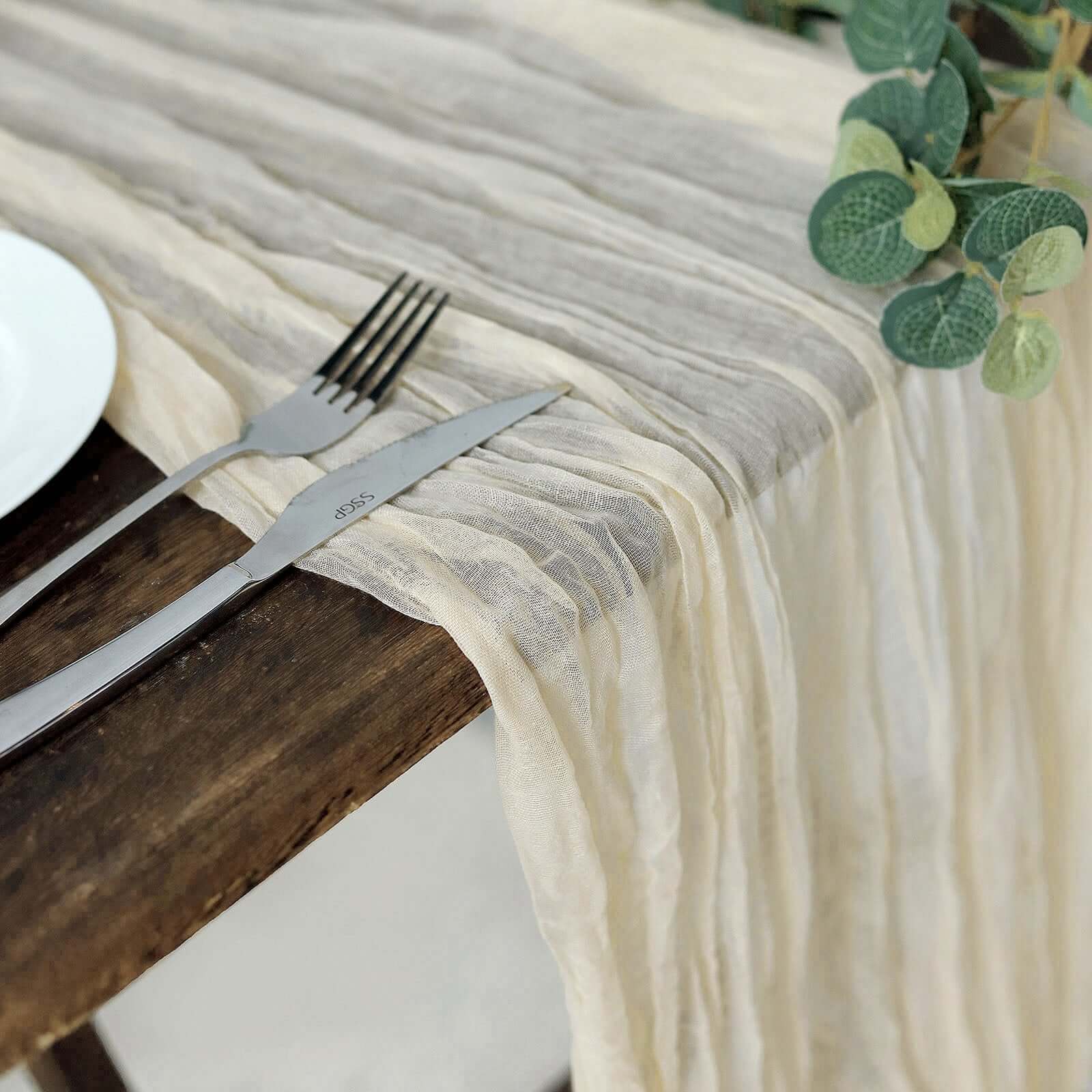 Gauze Cheesecloth Table Runner 10ft Cream - Rustic Boho Table Linen - Image 8