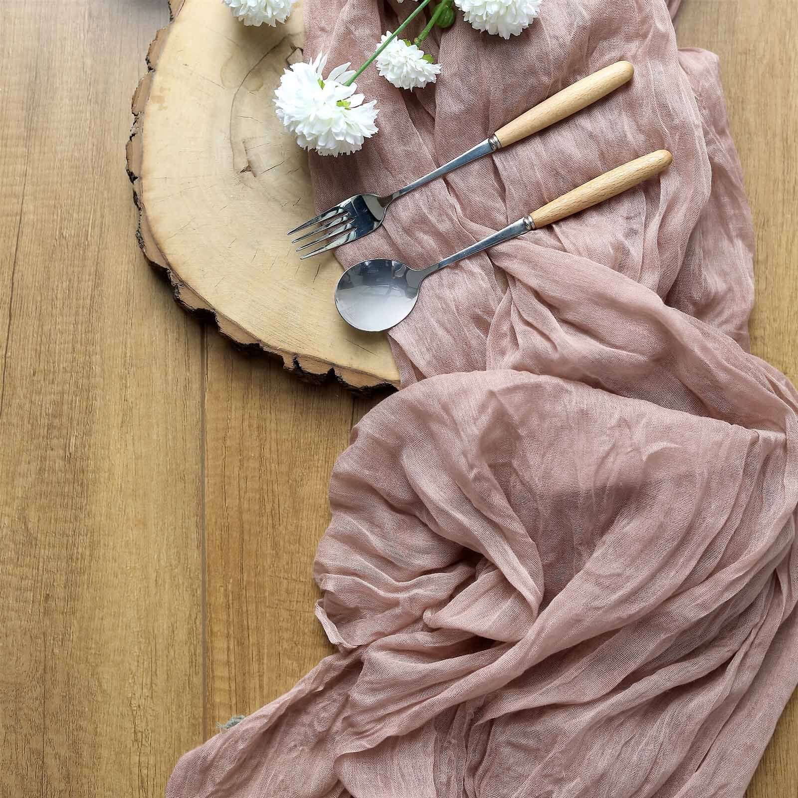 Gauze Cheesecloth Table Runner 10ft Dusty Rose - Rustic Boho Table Linen - Image 6