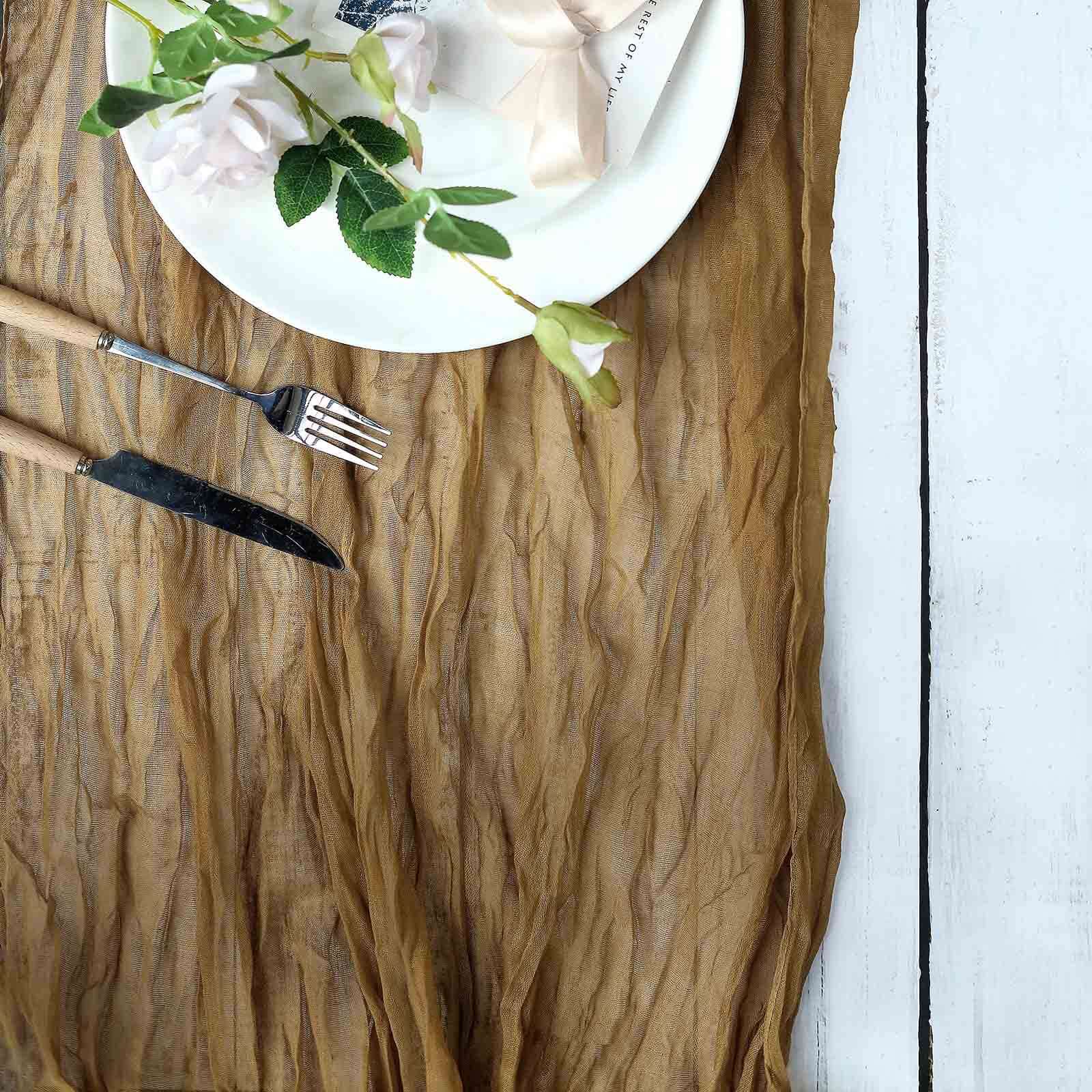 Gauze Cheesecloth Table Runner 10ft Gold - Soft & Rustic Boho Table Linen for Banquets and Dinners - Image 8