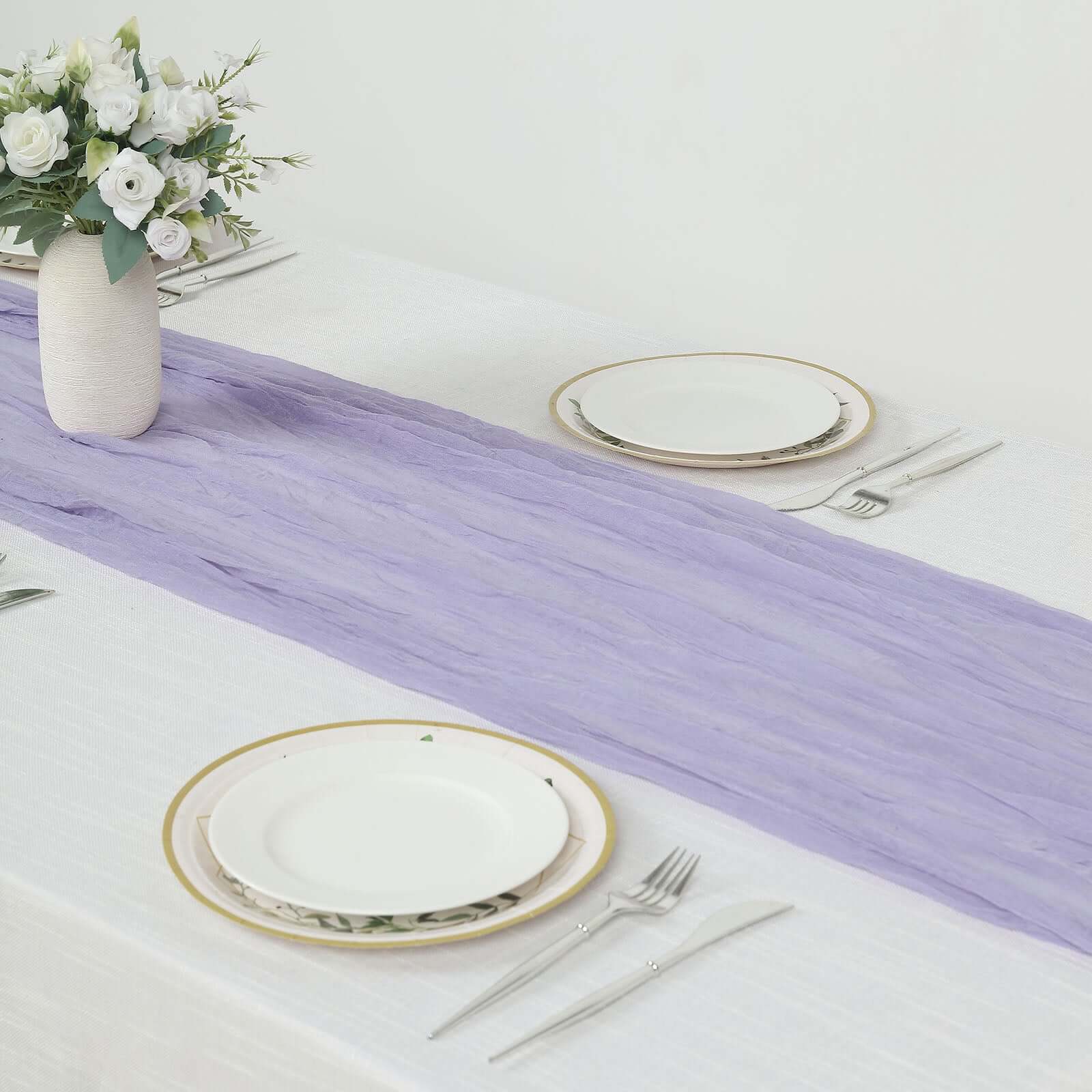 Gauze Cheesecloth Table Runner 10ft Lavender Lilac - Rustic Boho Table Linen - Image 2