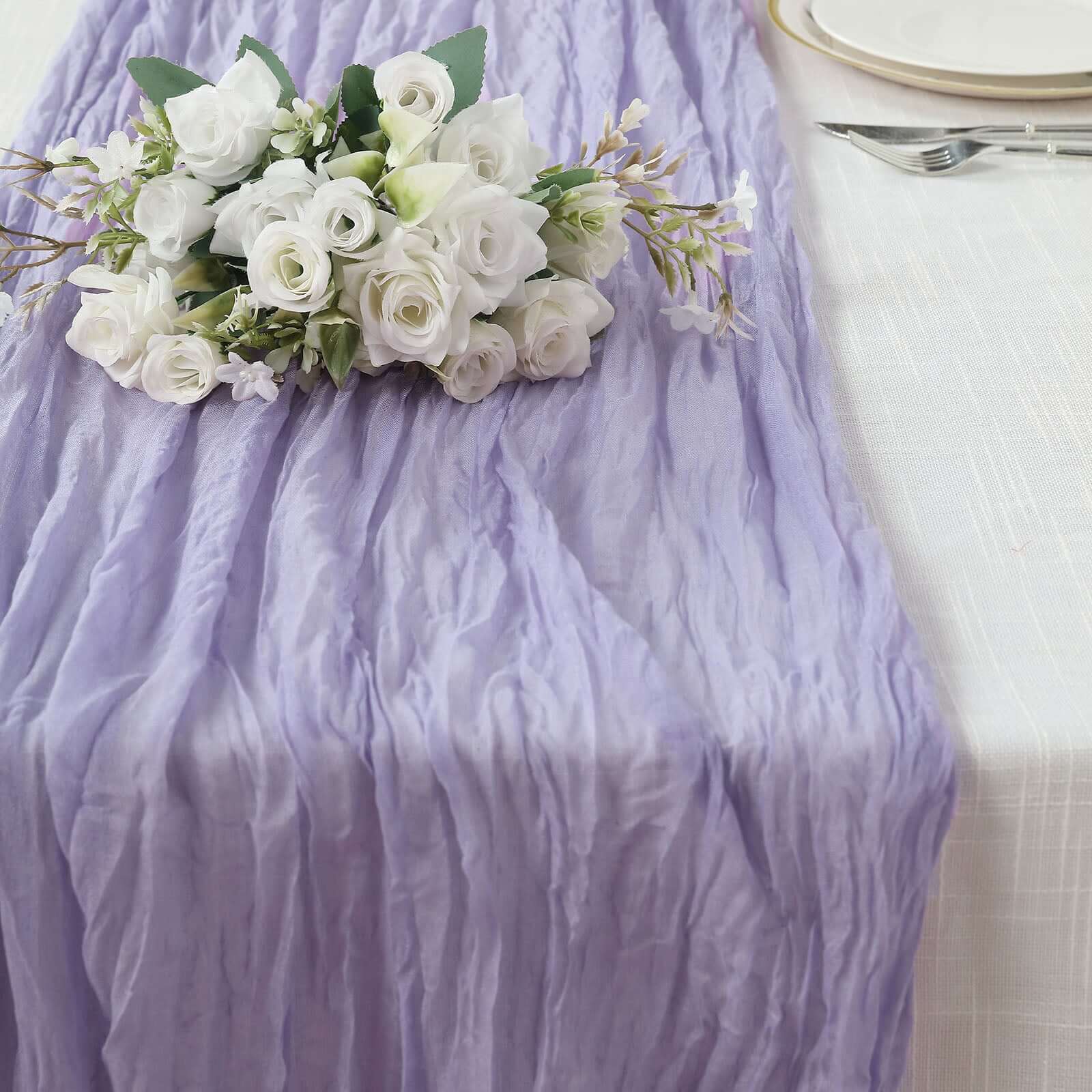 Gauze Cheesecloth Table Runner 10ft Lavender Lilac - Rustic Boho Table Linen - Image 6