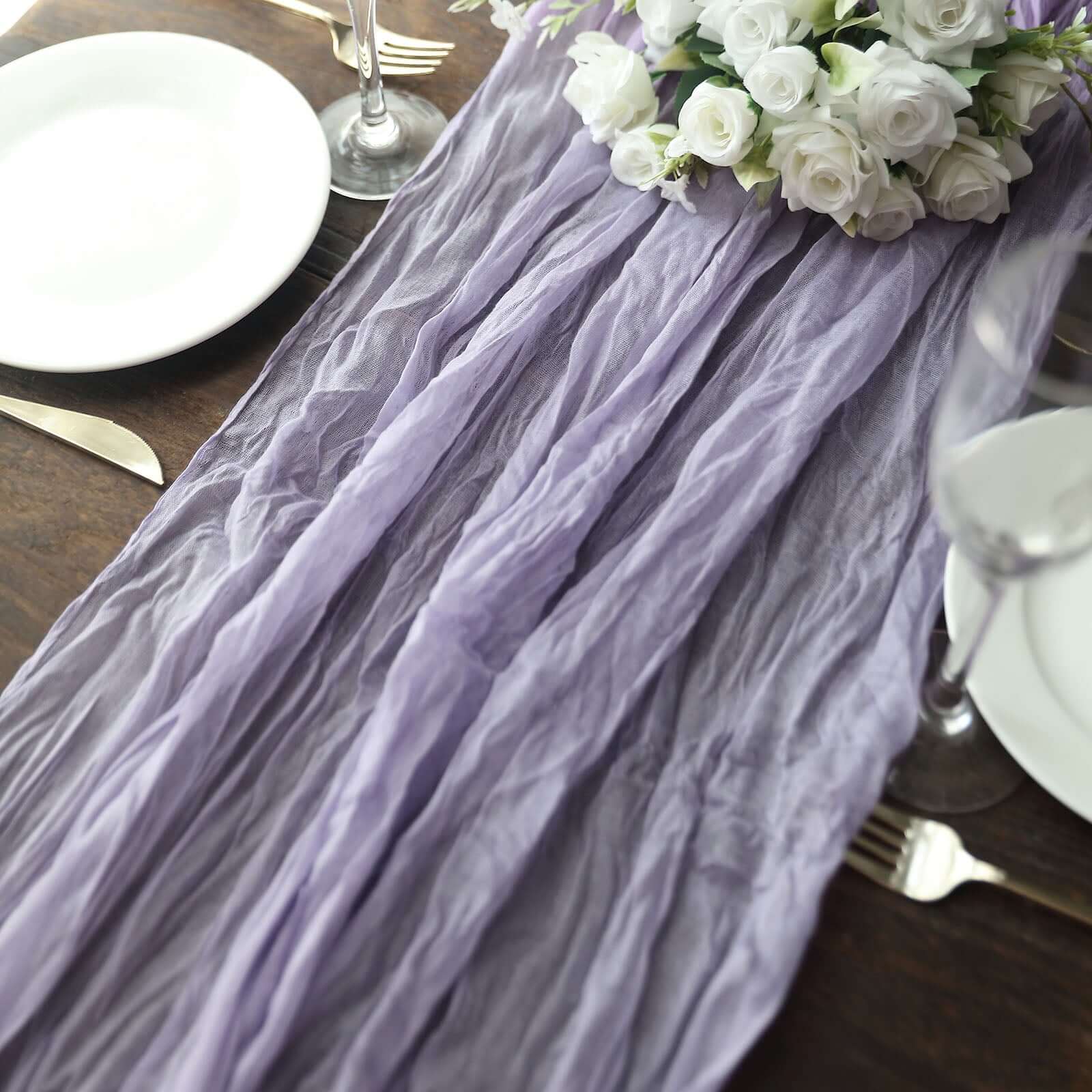 Gauze Cheesecloth Table Runner 10ft Lavender Lilac - Rustic Boho Table Linen - Image 7