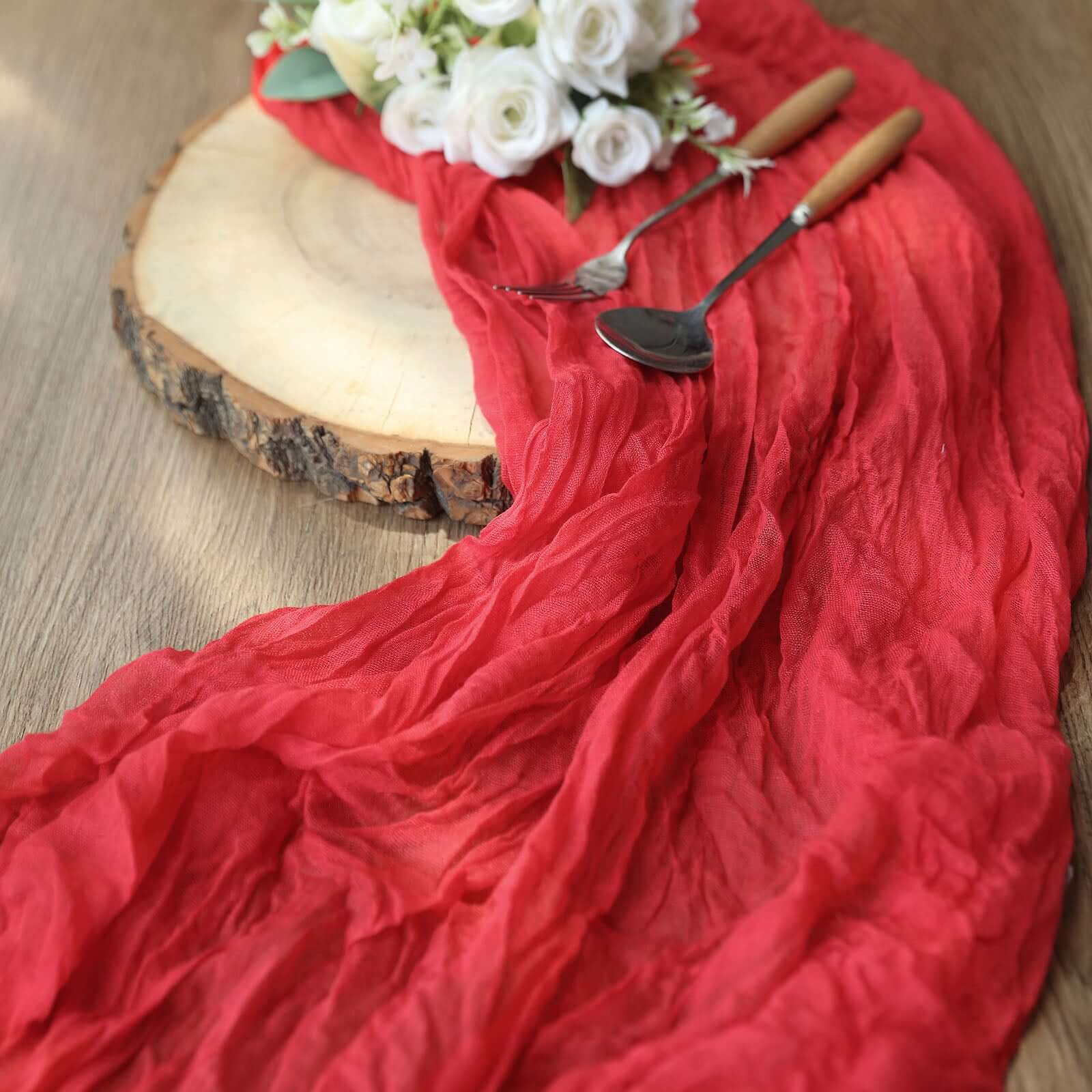 Gauze Cheesecloth Table Runner 10ft Red - Rustic Boho Table Linen - Image 7