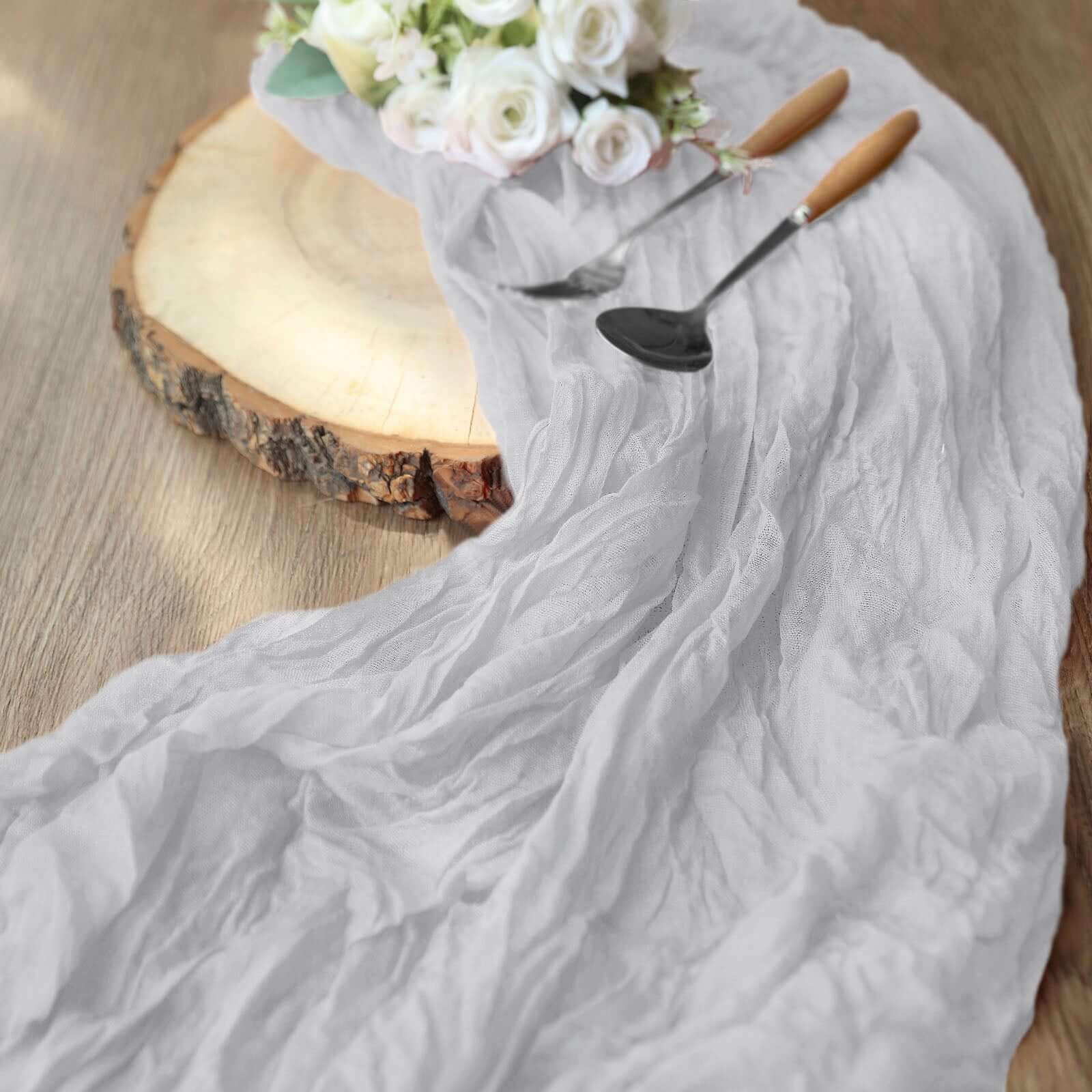 Gauze Cheesecloth Table Runner 10ft Silver - Rustic Boho Table Linen - Image 8